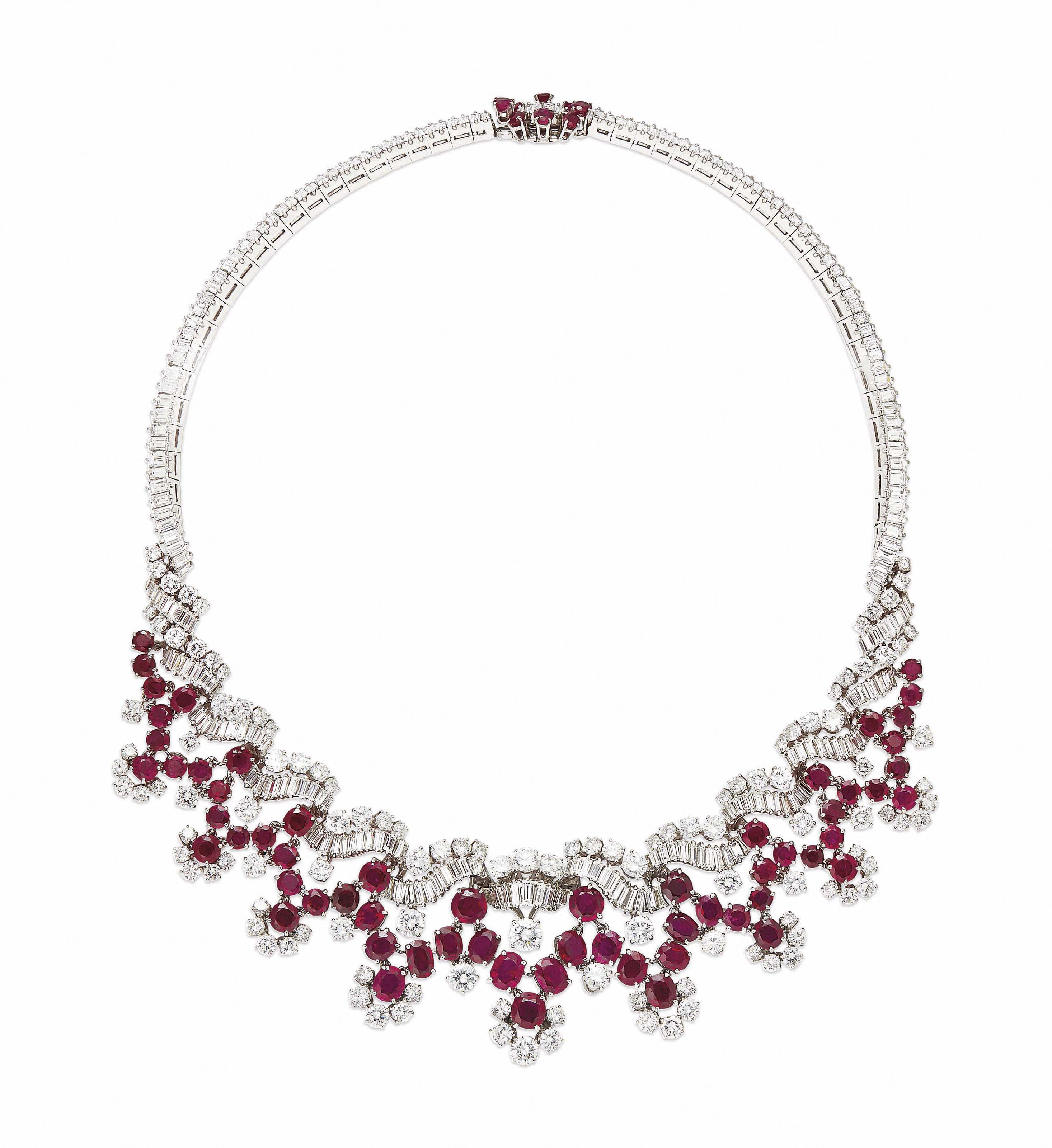 A RUBY, SYNTHETIC RUBY AND DIAMOND 