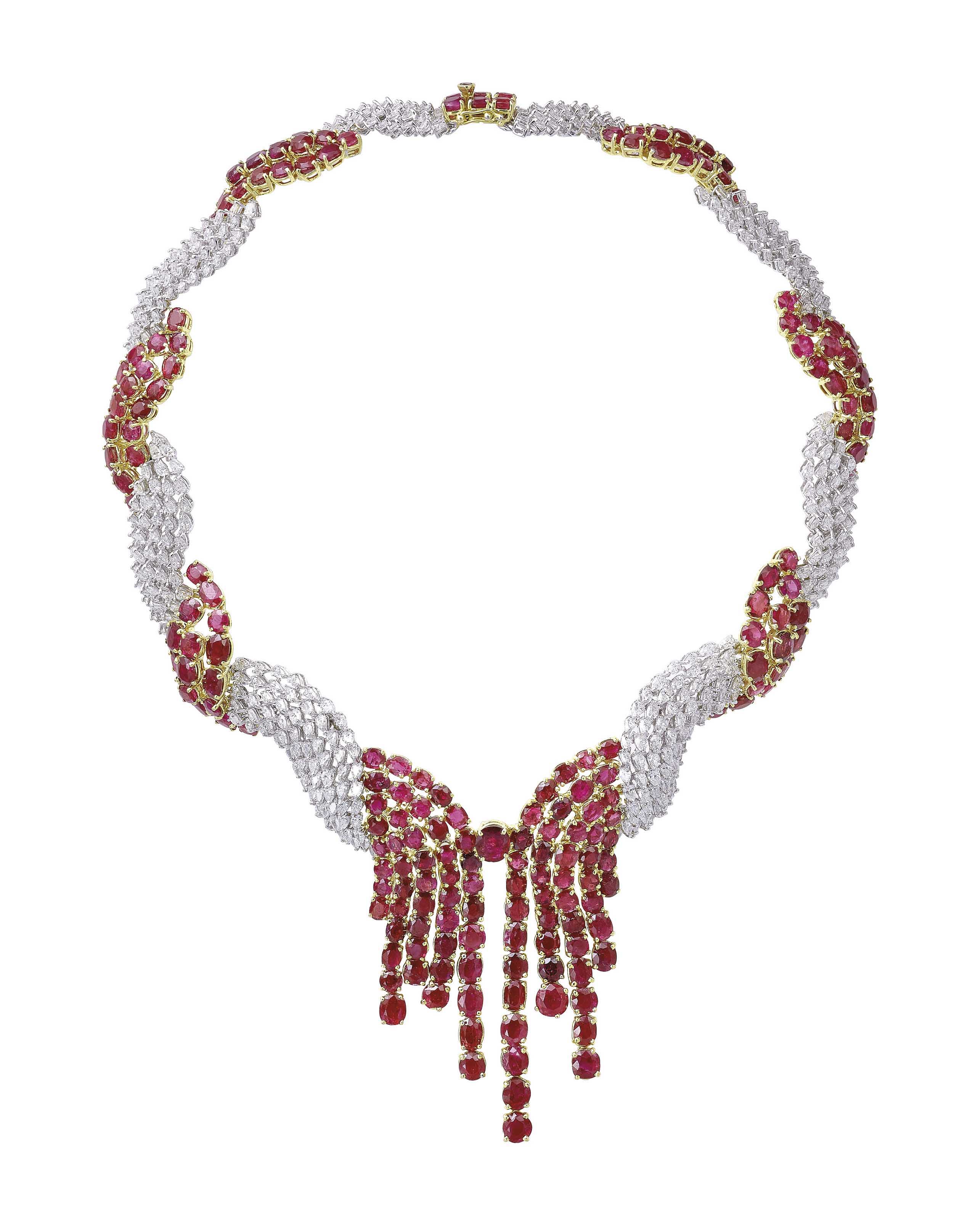 A RUBY AND DIAMOND NECKLACE | Christie's