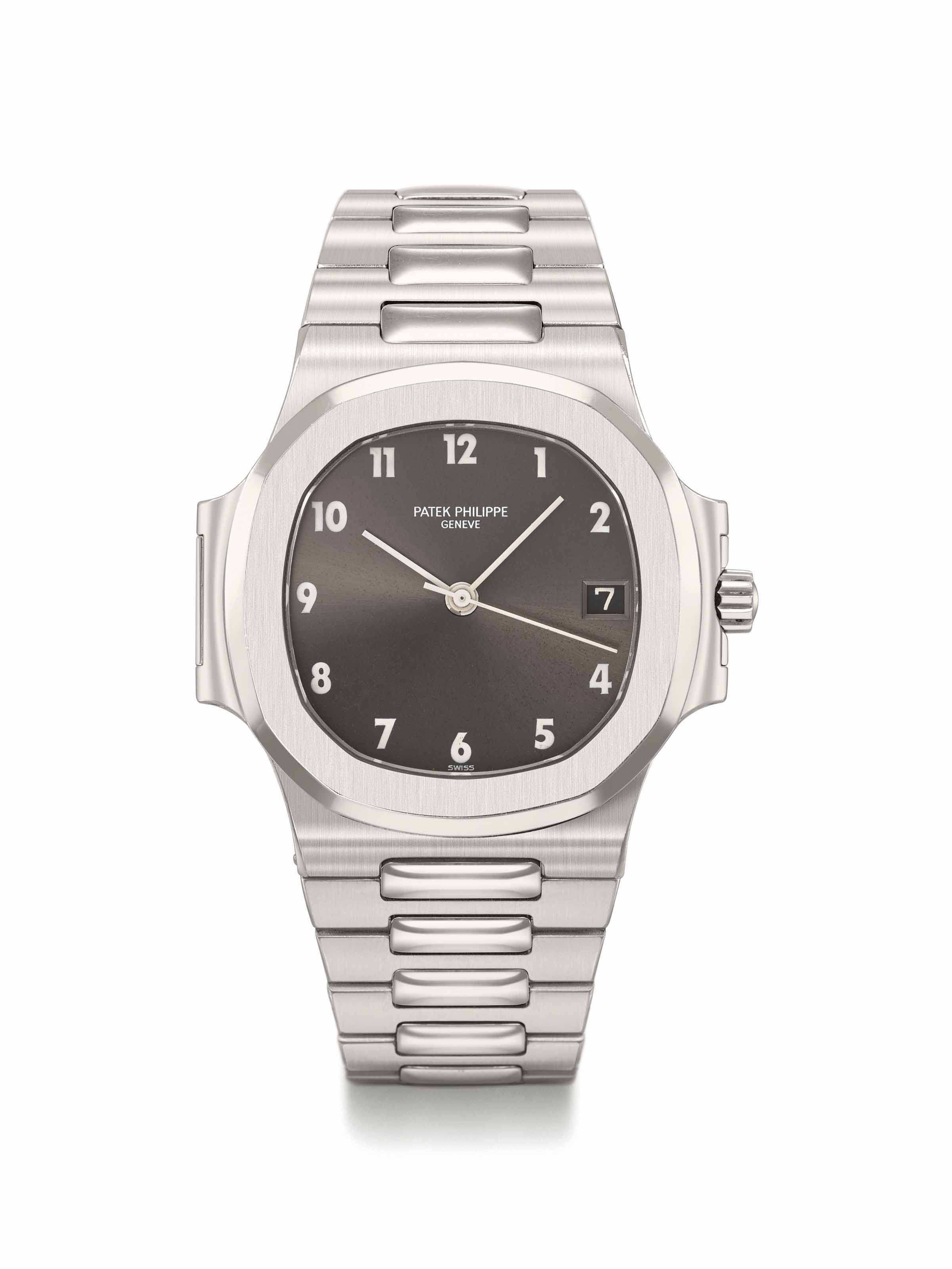 Patek Philippe A Rare Stainless Steel Automatic Wristwatch With Sweep Centre Seconds Date Bracelet And Unusual Dial Signed Patek Philippe Geneve Ref 3800 1 Movement No 1 424 096 Case No 2 810 685 Manufactured In