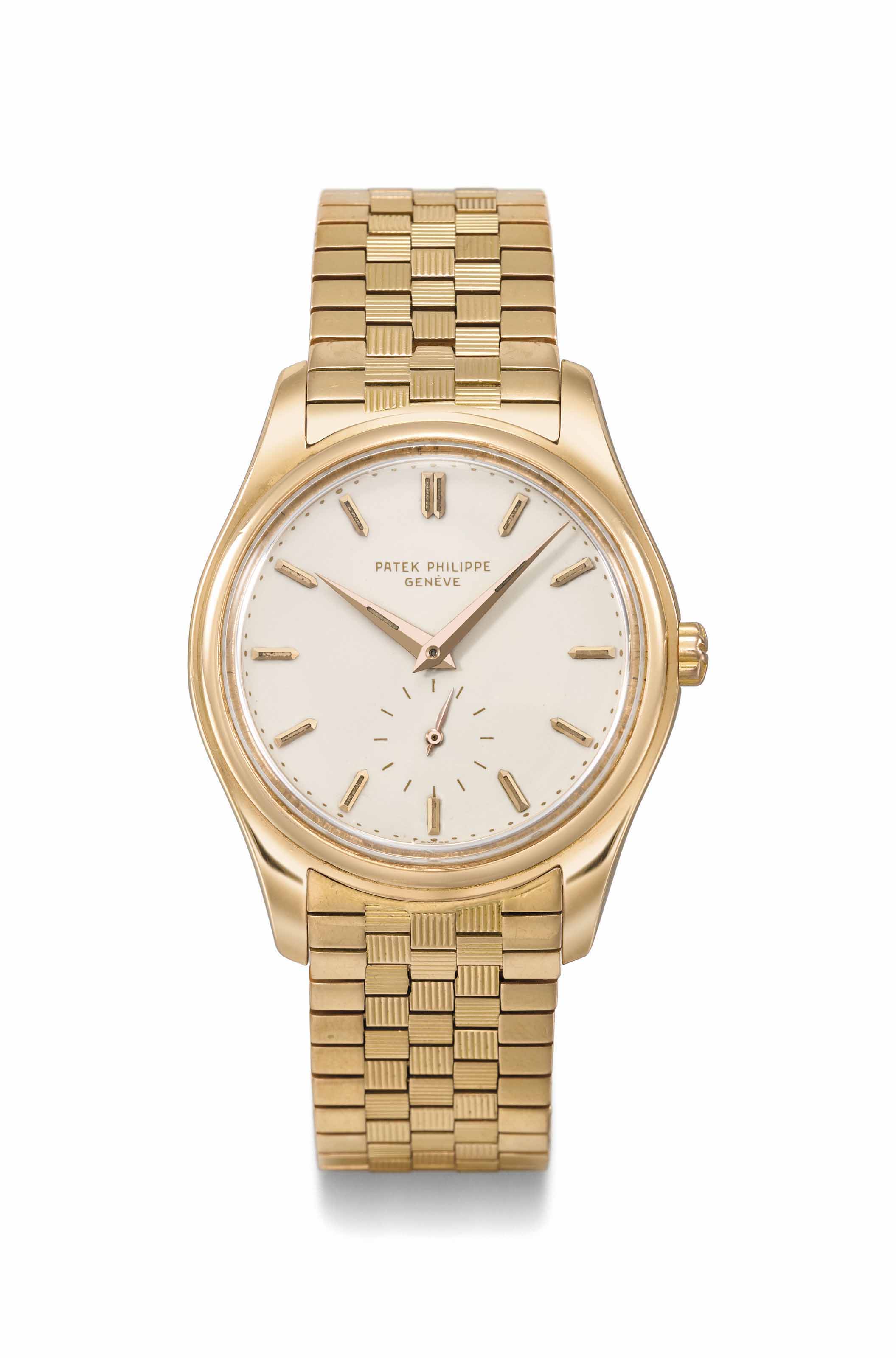 Patek Philippe A Very Fine And Rare 18k Pink Gold Automatic Wristwatch With Cream Coloured Enamel Rolex jumbo oyster perpetual ref. christie s