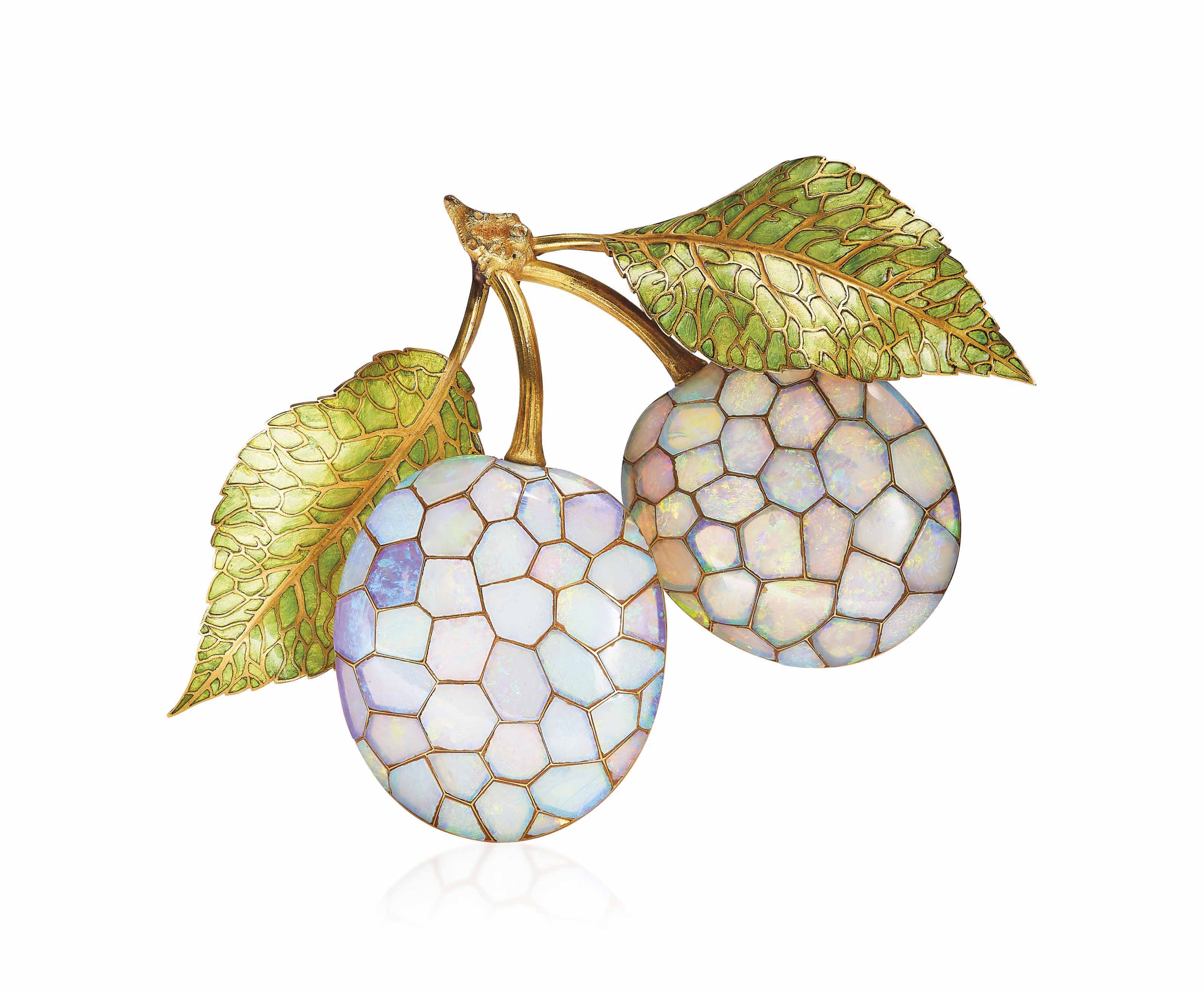 
An Art Nouveau opal and enamel brooch, by Ren&eacute; Lalique, circa 1900. This lot was offered in&nbsp;Beyond Boundaries: Magnificent Jewels from a European Collection&nbsp;on 13 November 2017 at Christie&rsquo;s in Geneva&nbsp;and sold for CHF 212,500