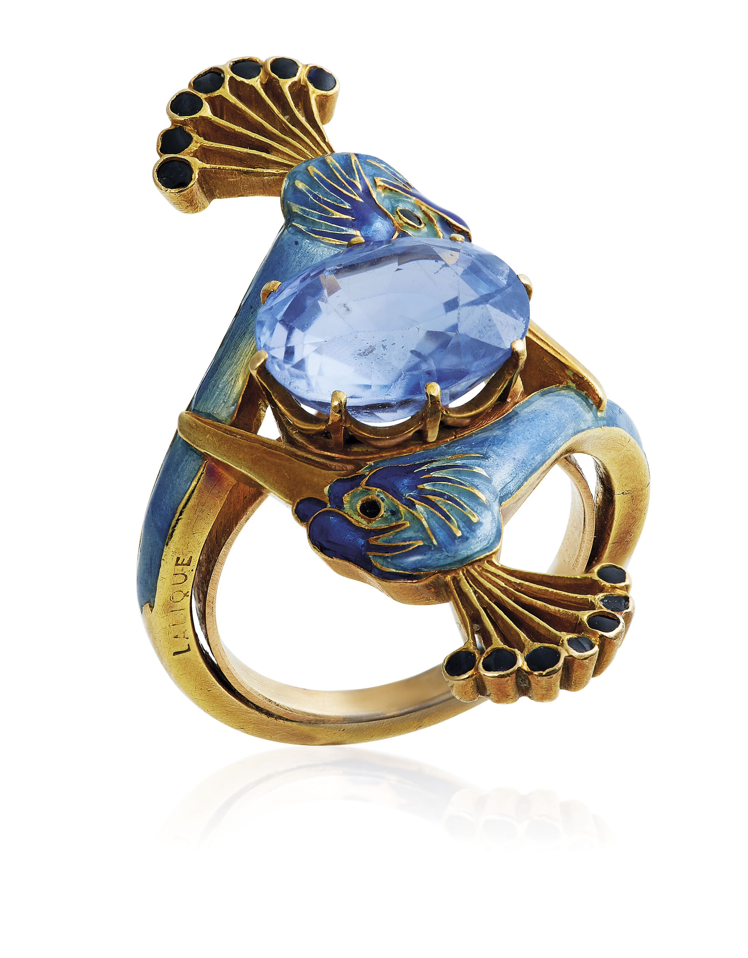 AN ART NOUVEAU SAPPHIRE AND ENAMEL RING, BY RENÉ LALIQUE Christie's