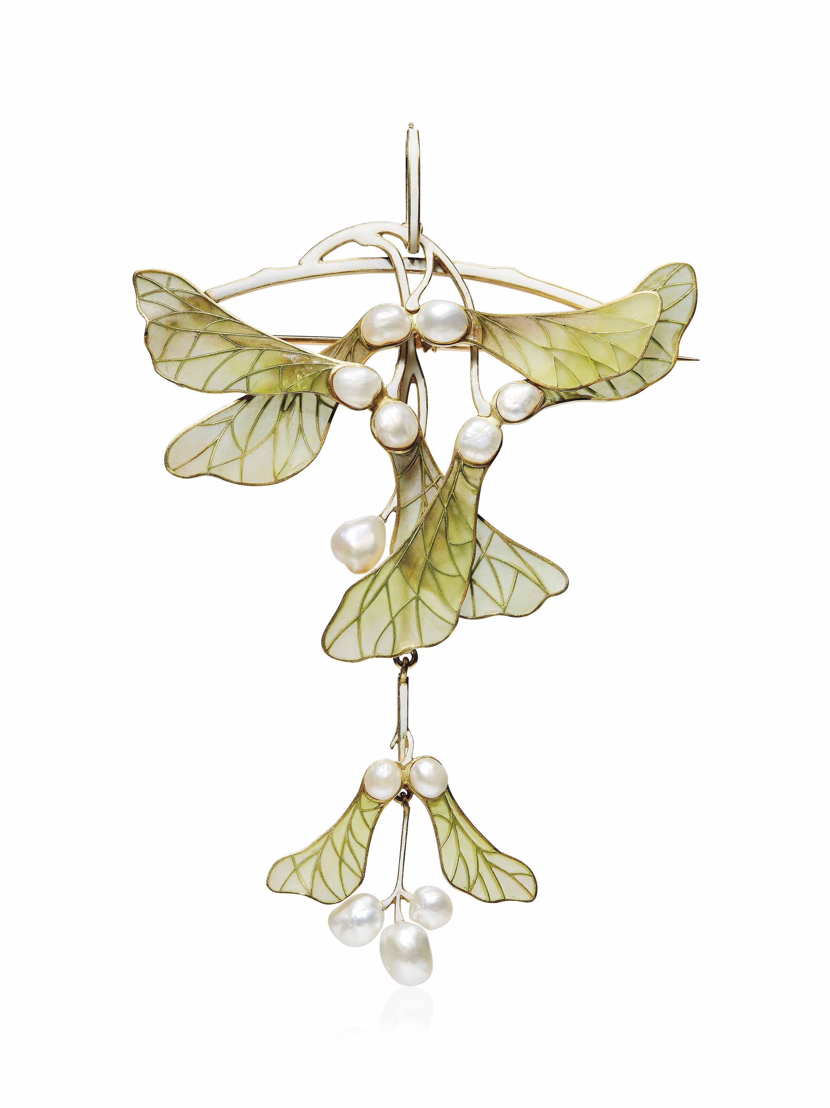 AN ART NOUVEAU ENAMEL AND PEARL PENDANT/BROOCH, BY HENRI VEVER ...