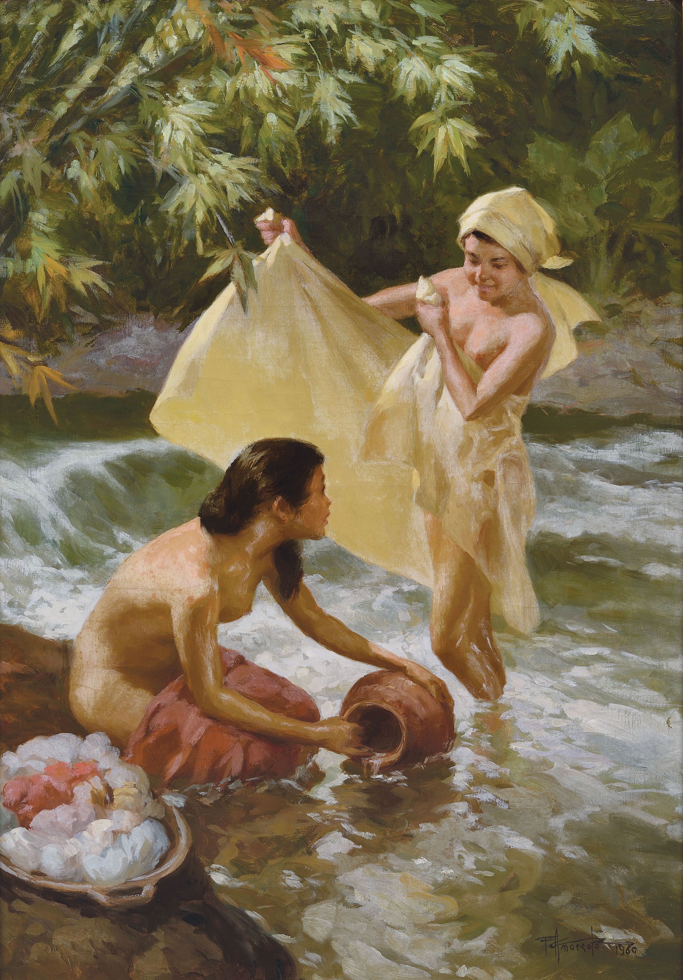 Fernando Cueto Amorsolo Philippines 1892 1972 Bathing By The