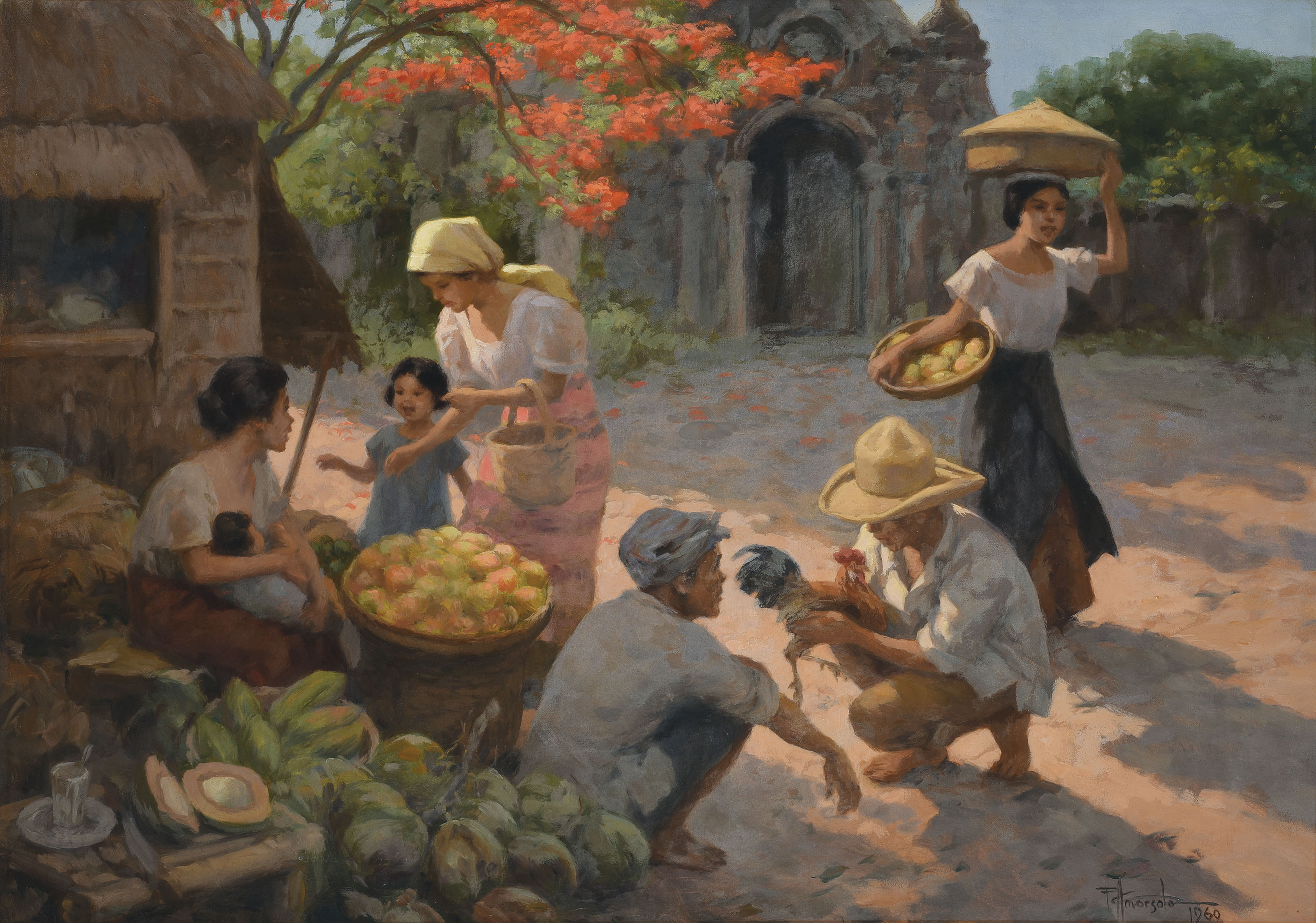 Fernando Amorsolo Planting Rice Painting Elements The