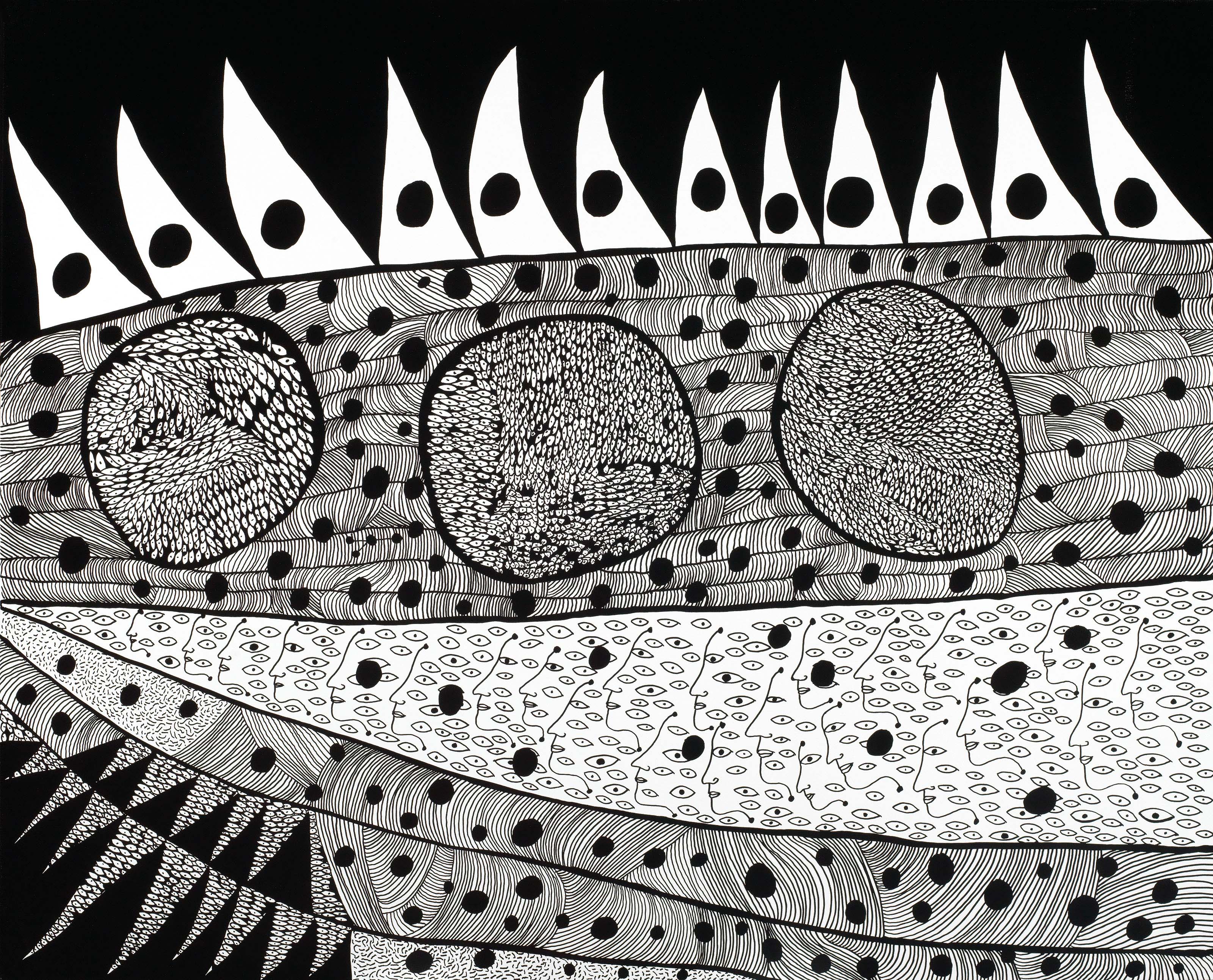 Yayoi Kusama, Waking Up in The Morning (TQSTW), 2007, silkscreen print on canvas