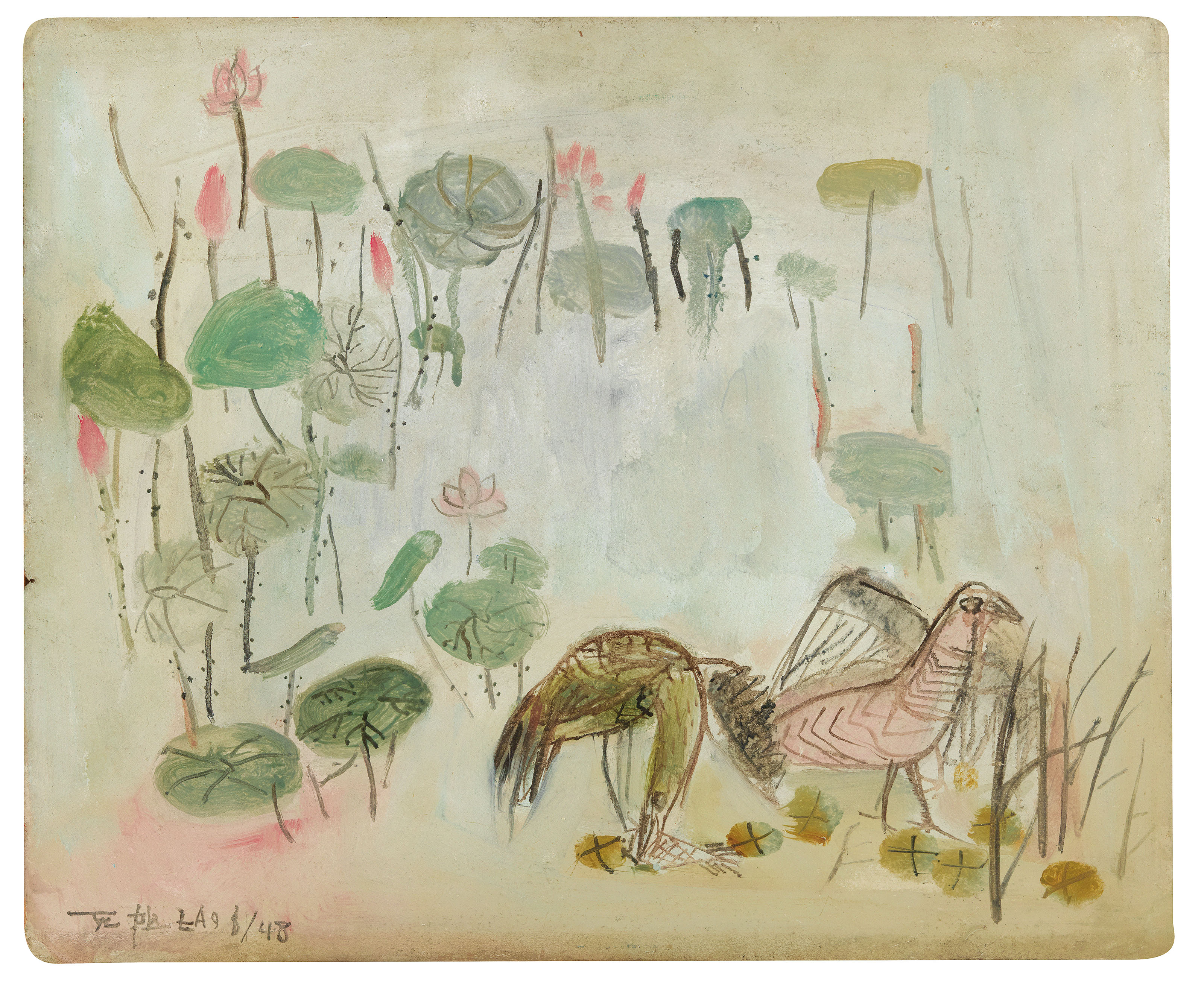 Untitled (Lotus Pond and Waterfowls)