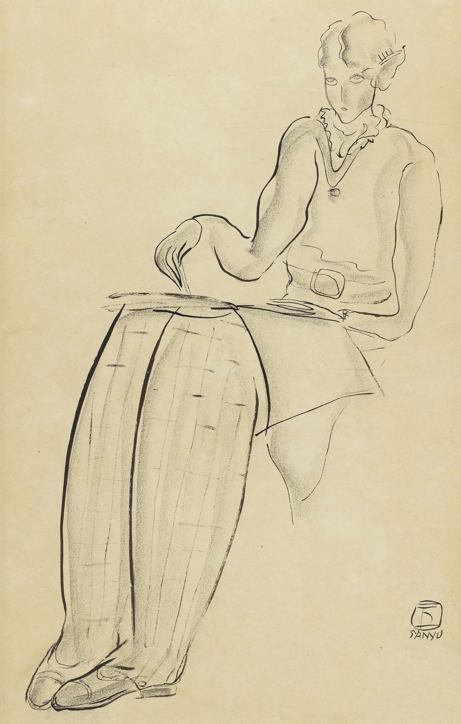 Modèle dessinant à l'académie (Woman Drawing at the Academie)