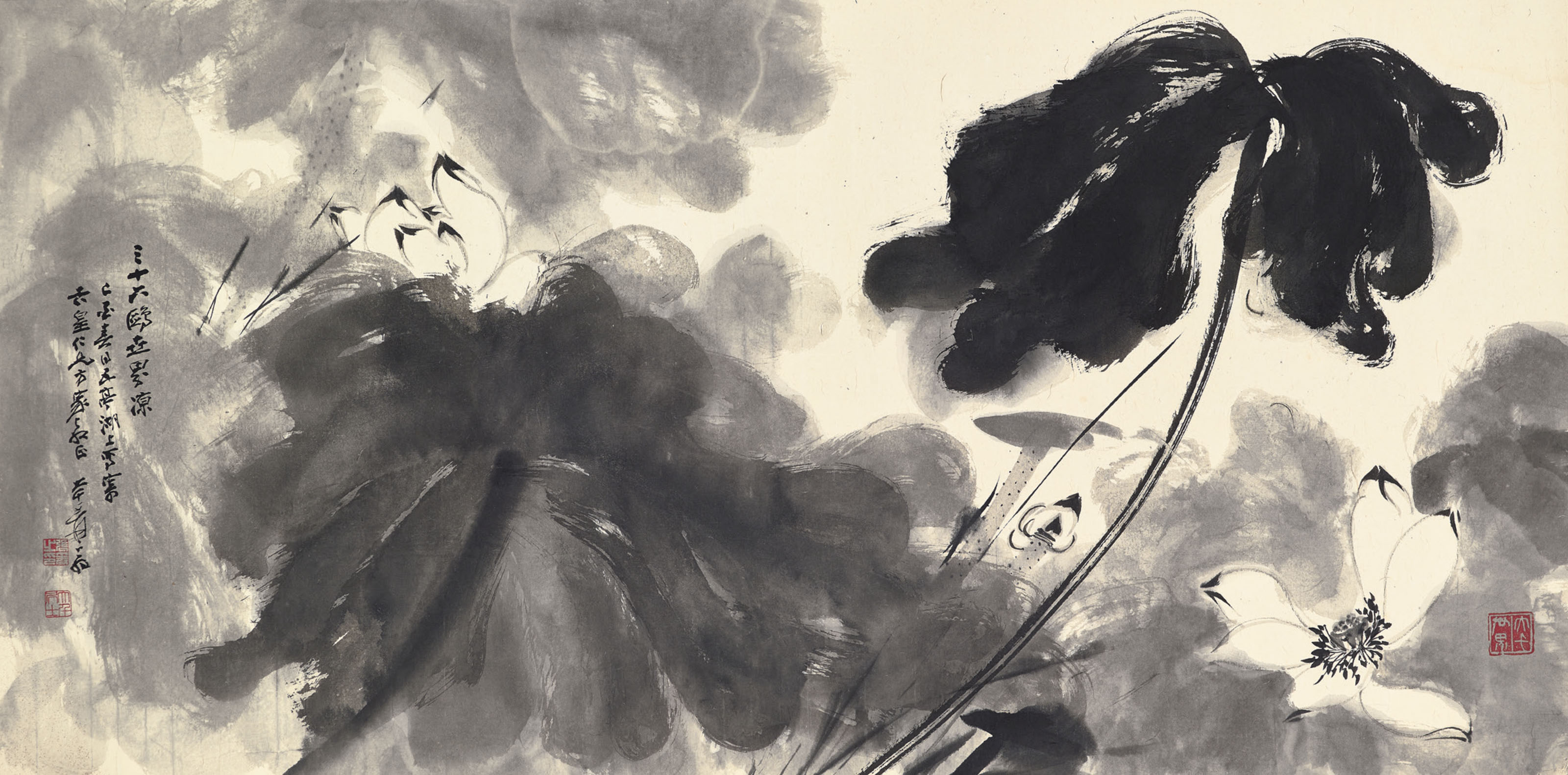 黃君璧, 雙棲圖設色紙本立軸一九五五年作| Christie's