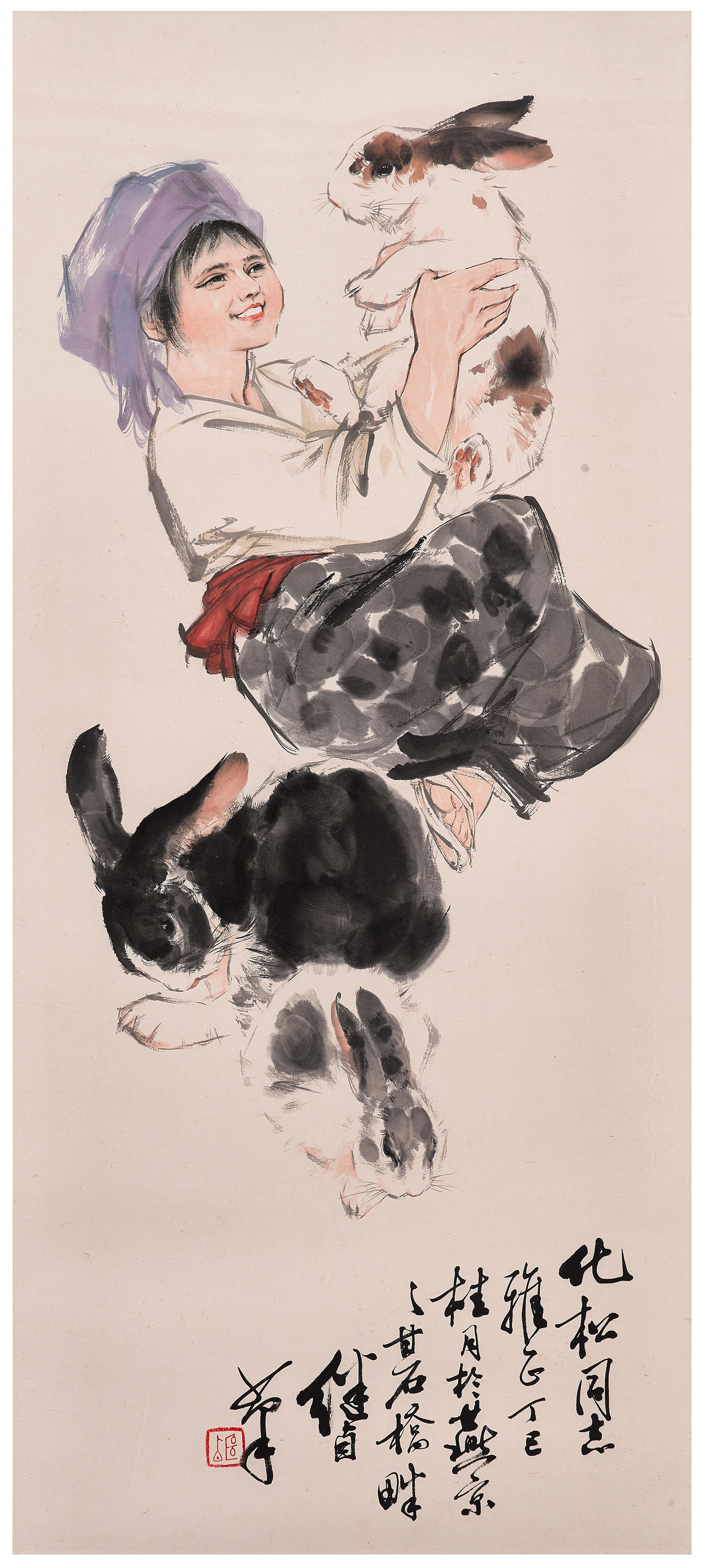 LIU JIYOU (1918-1983), Girl and Rabbits | Christie’s