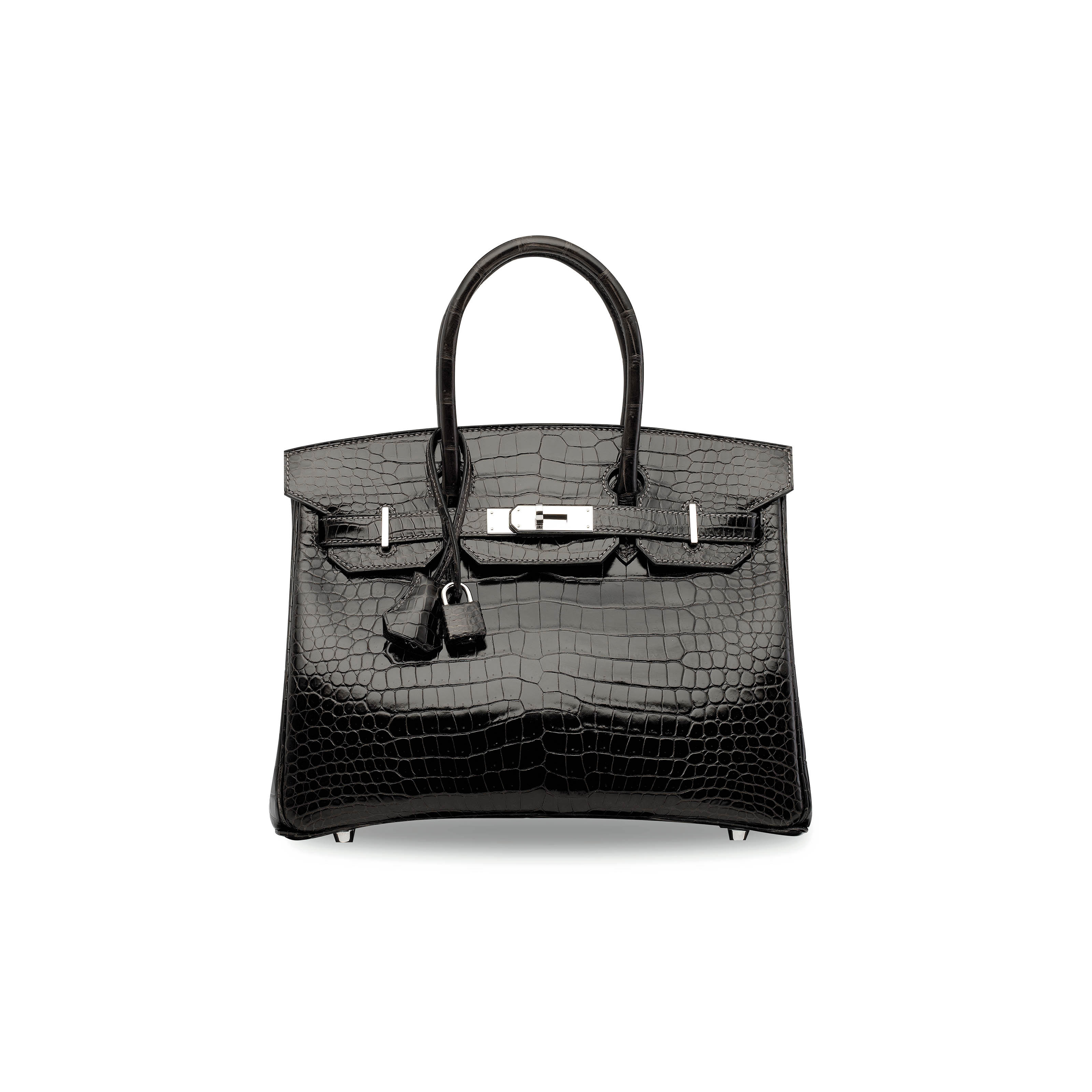 Hermes Shiny Porosus Crocodile Skin Birkin 35 W Palladium HW in Graphite