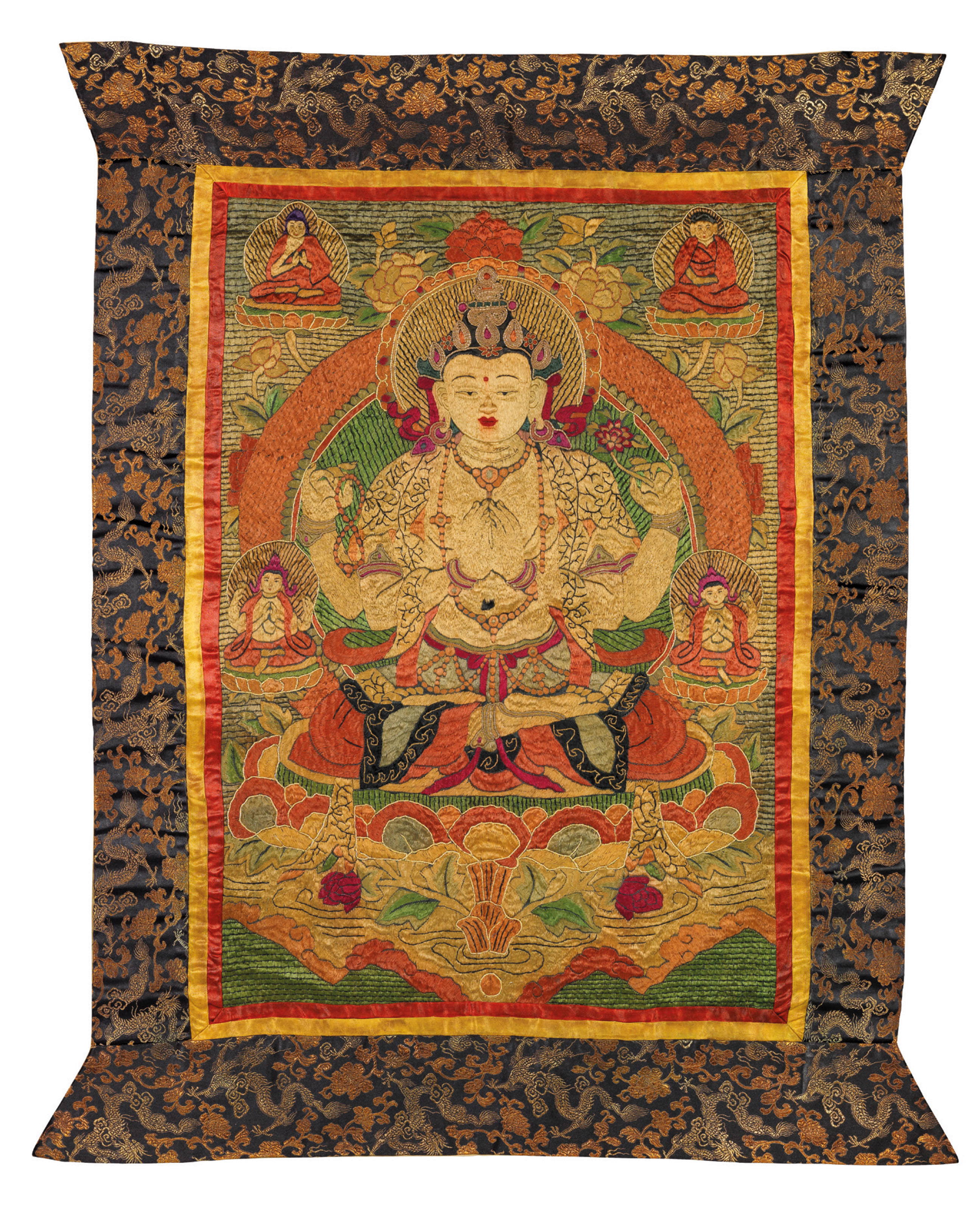 An Embroidered Shadakshari Lokeshvara Thangka