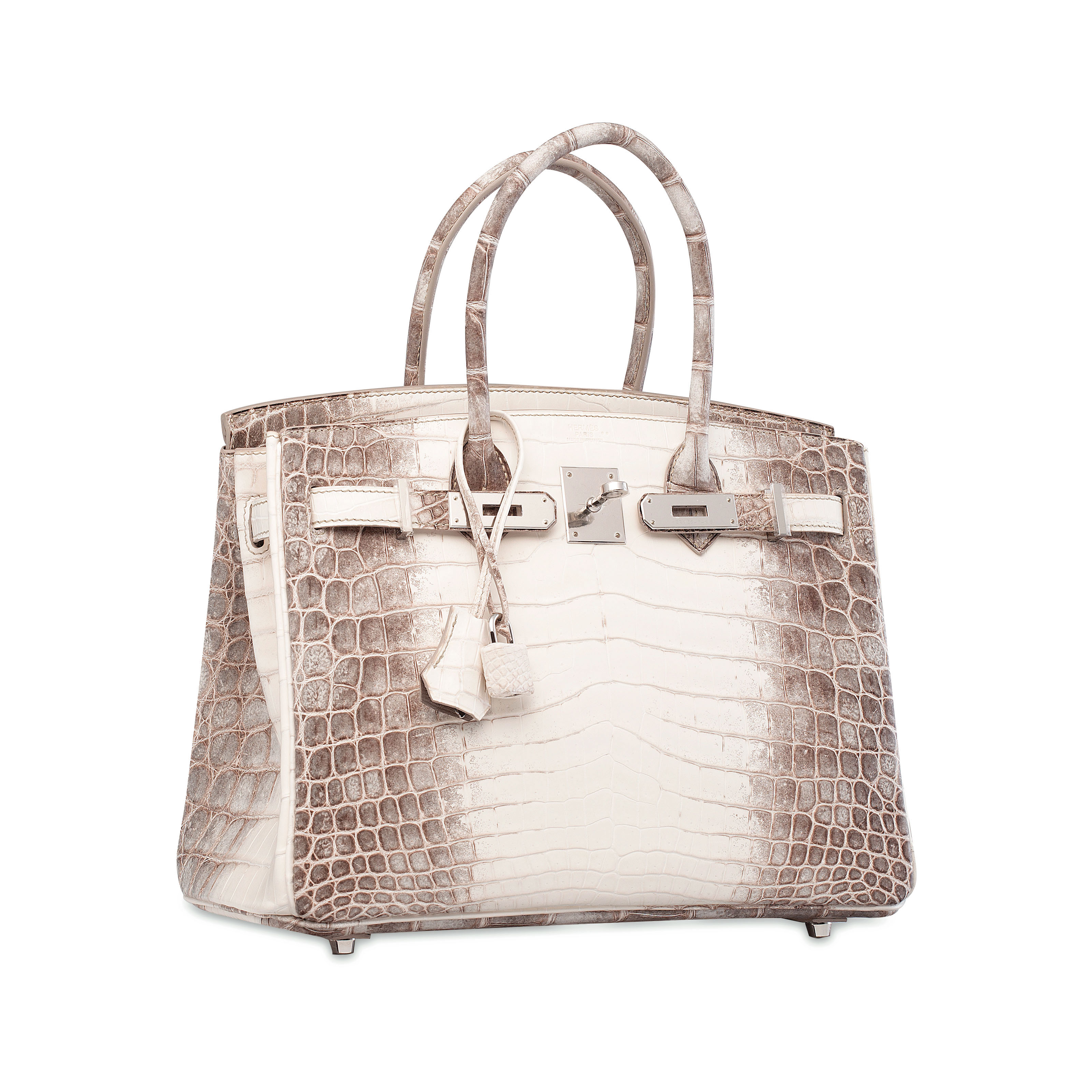 A MATTE WHITE  NILOTICUS CROCODILE  HIMALAYA BIRKIN 30 WITH 