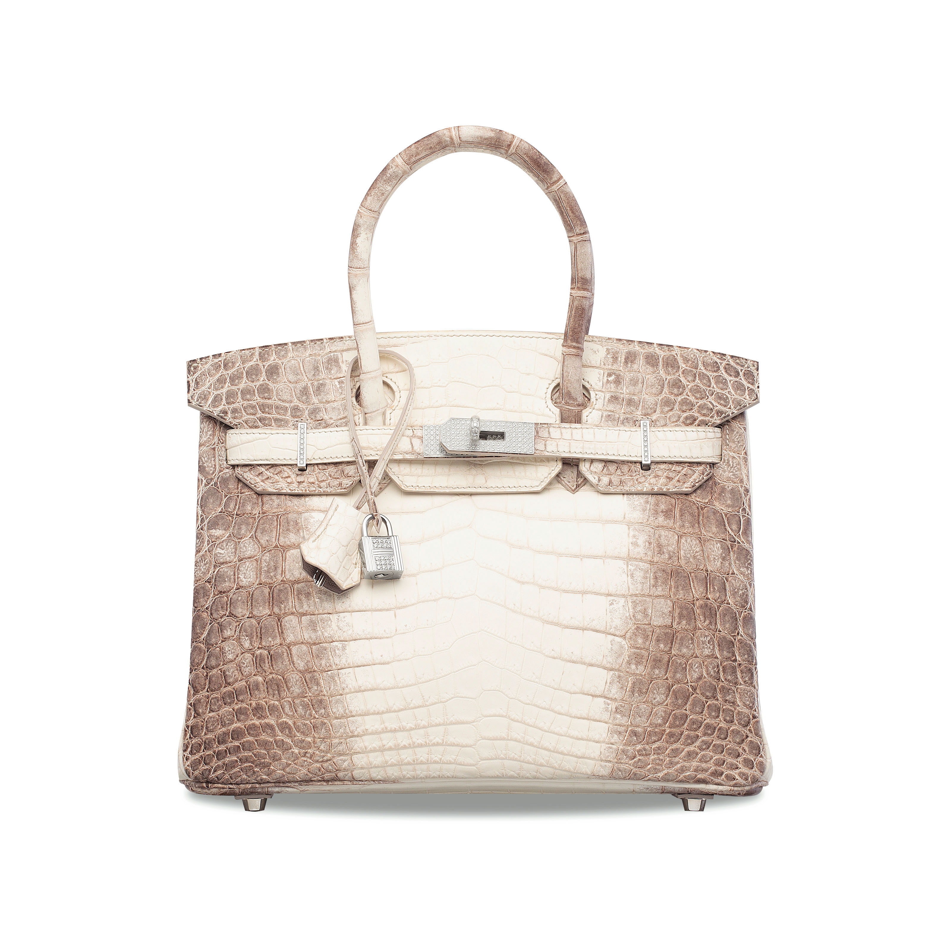 AN EXCEPTIONAL, MATTE WHITE NILOTICUS CROCODILE HIMALAYA BIRKIN 30 WITH 18K  WHITE GOLD & DIAMOND HARDWARE