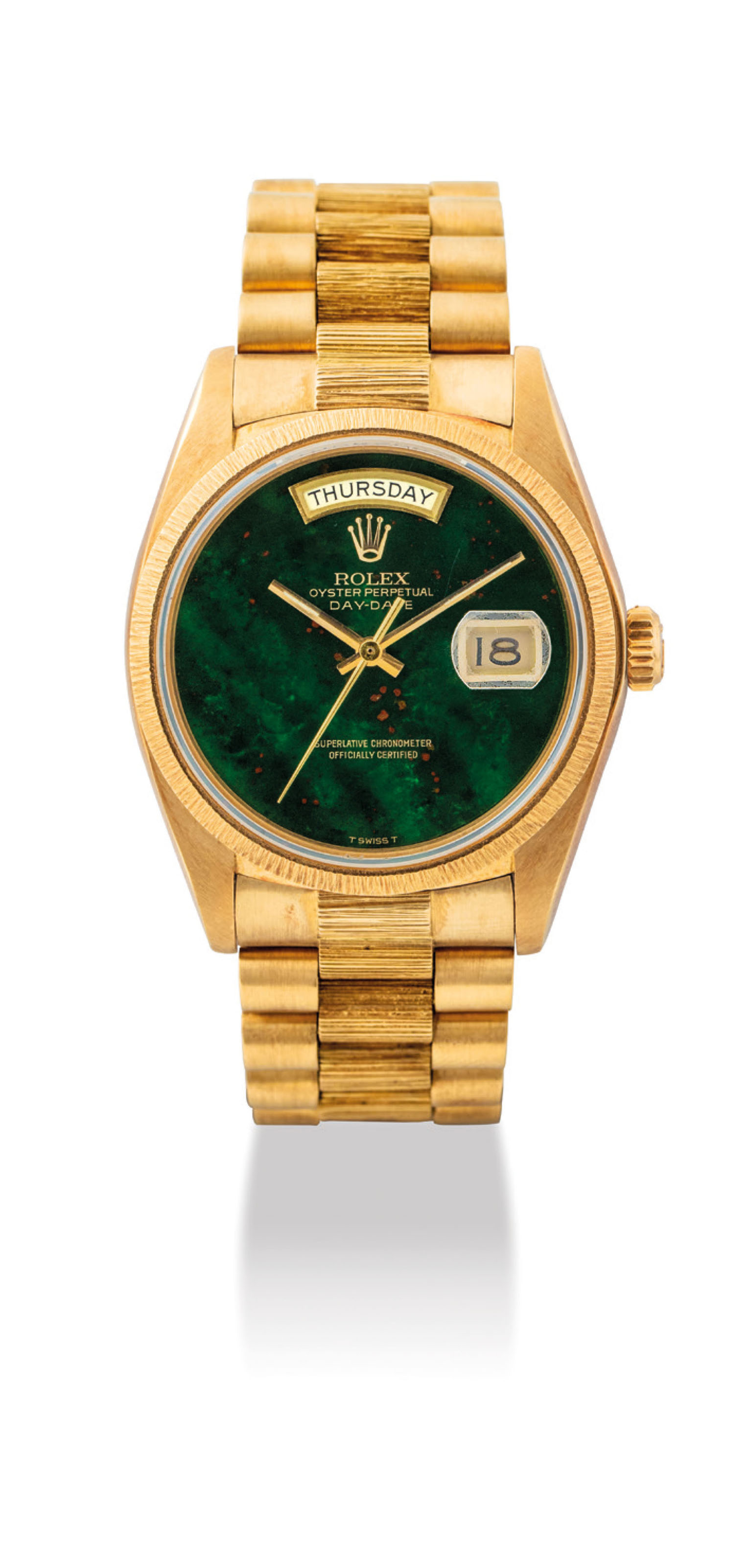 ROLEX. A RARE AND ATTRACTIVE 18K GOLD AUTOMATIC WRISTWATCH WITH
