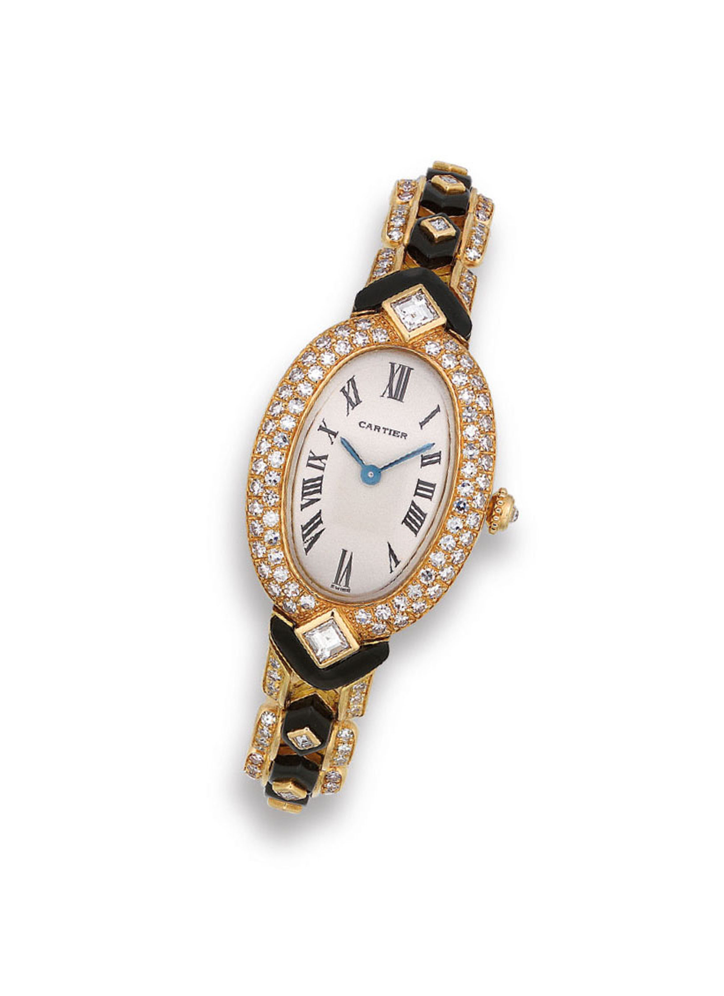 A DIAMOND AND ONYX 'BAIGNOIRE' WATCH, BY CARTIER | Christie's