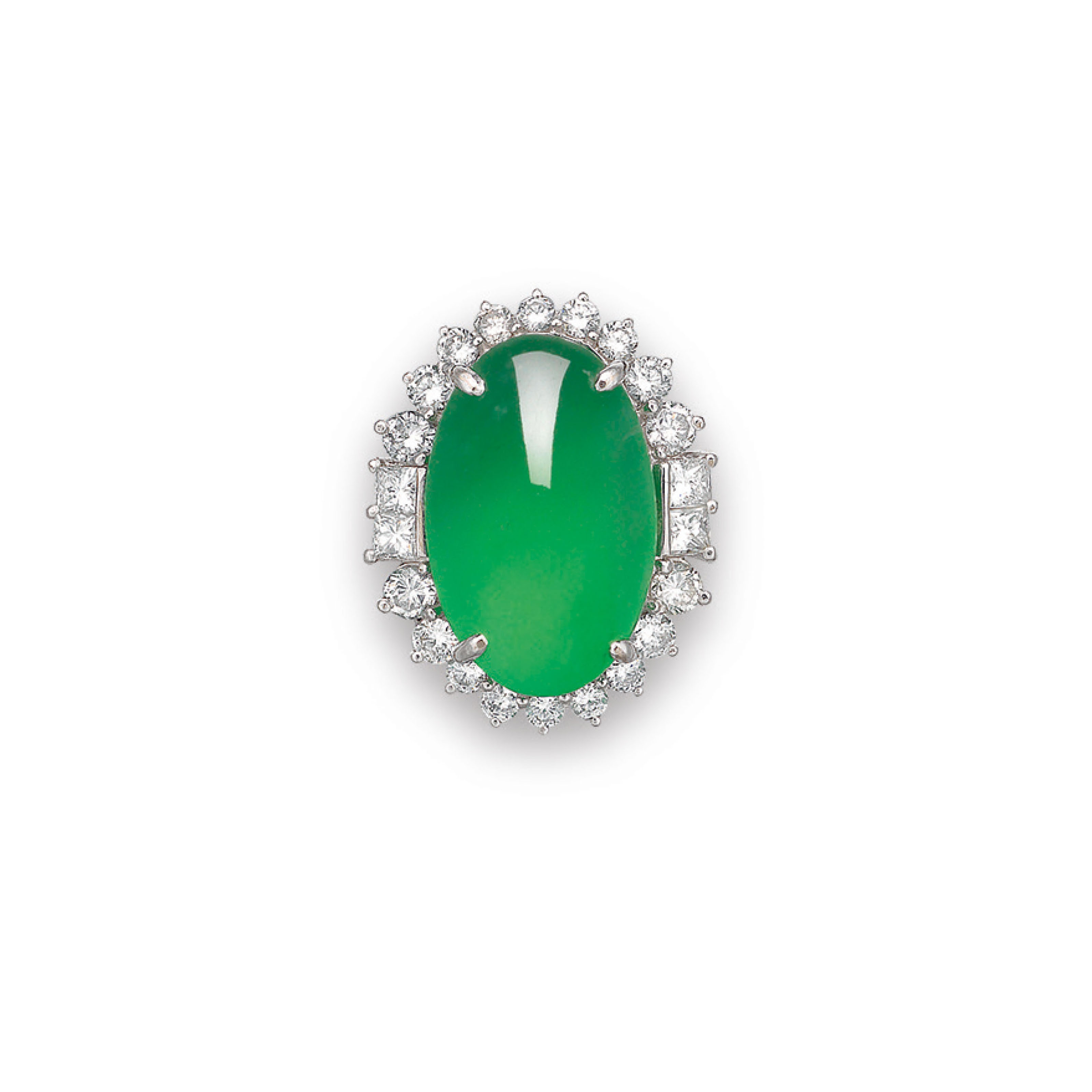 A JADEITE AND DIAMOND RING A JADEITE AND DIAMOND RING