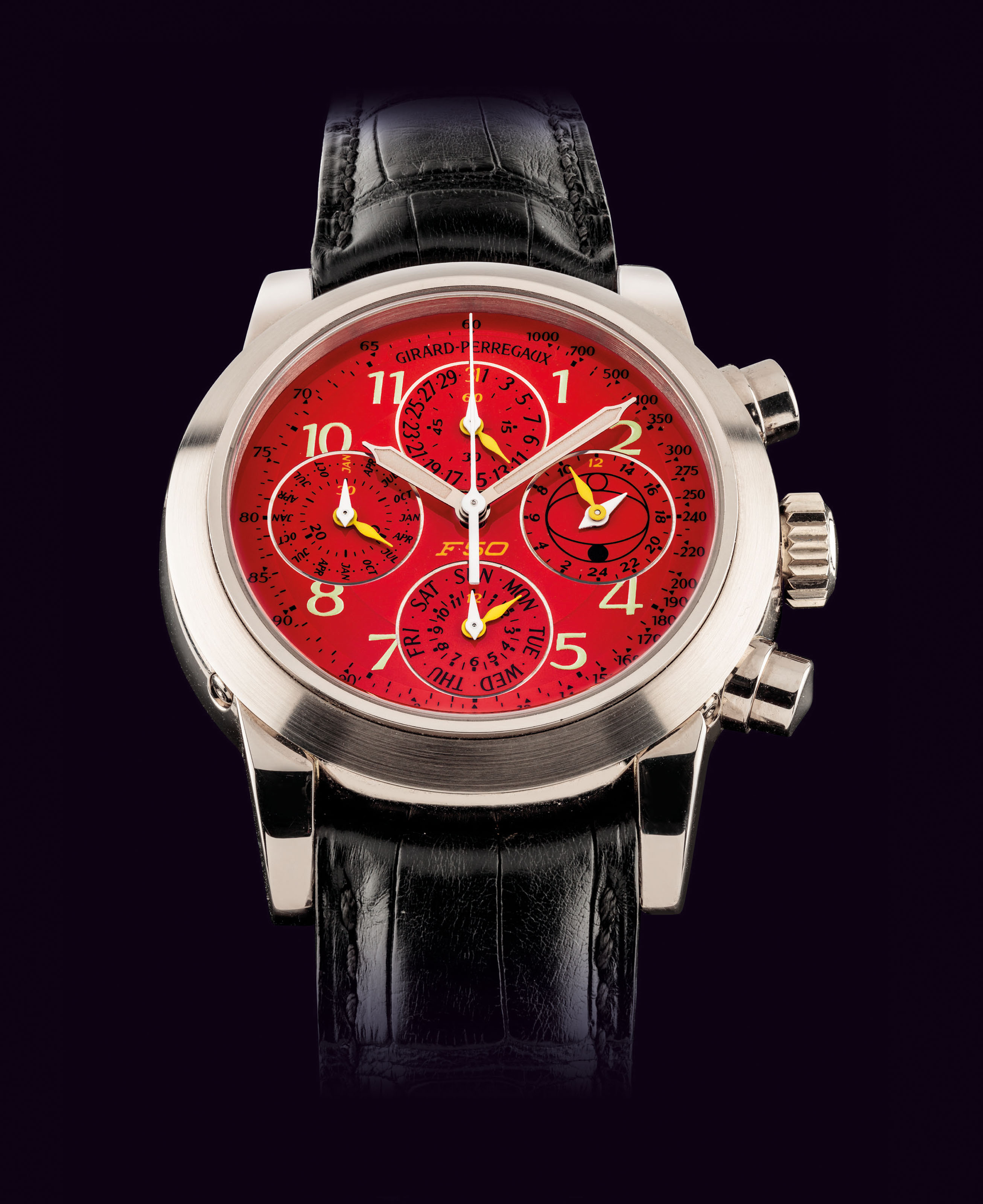 GIRARDPERREGAUX. A UNIQUE 18K WHITE GOLD AUTOMATIC PERPETUAL CALENDAR