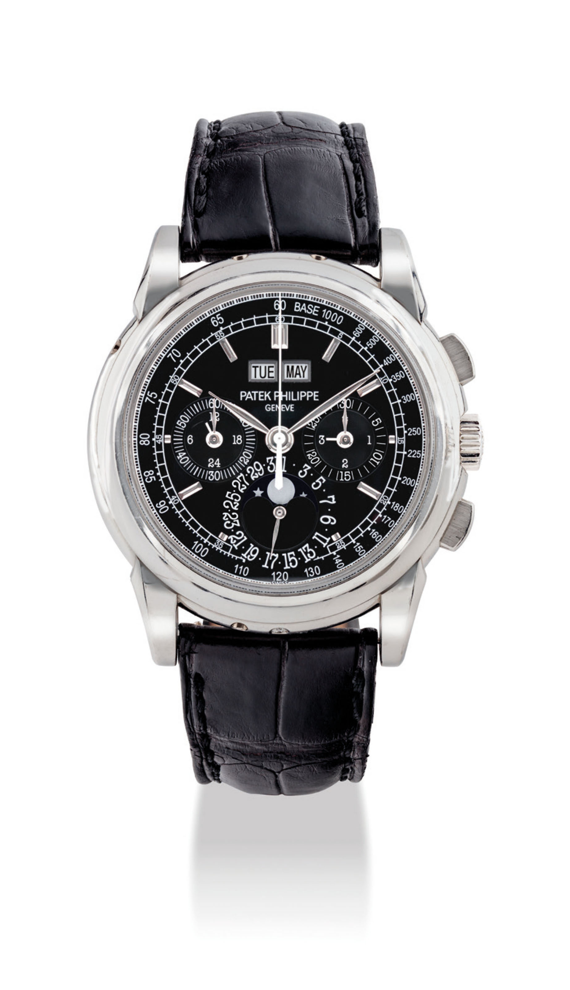 Patek Philippe A Fine And Rare Platinum Perpetual Calendar Chronograph Wristwatch With Moon Phases 24 Hour