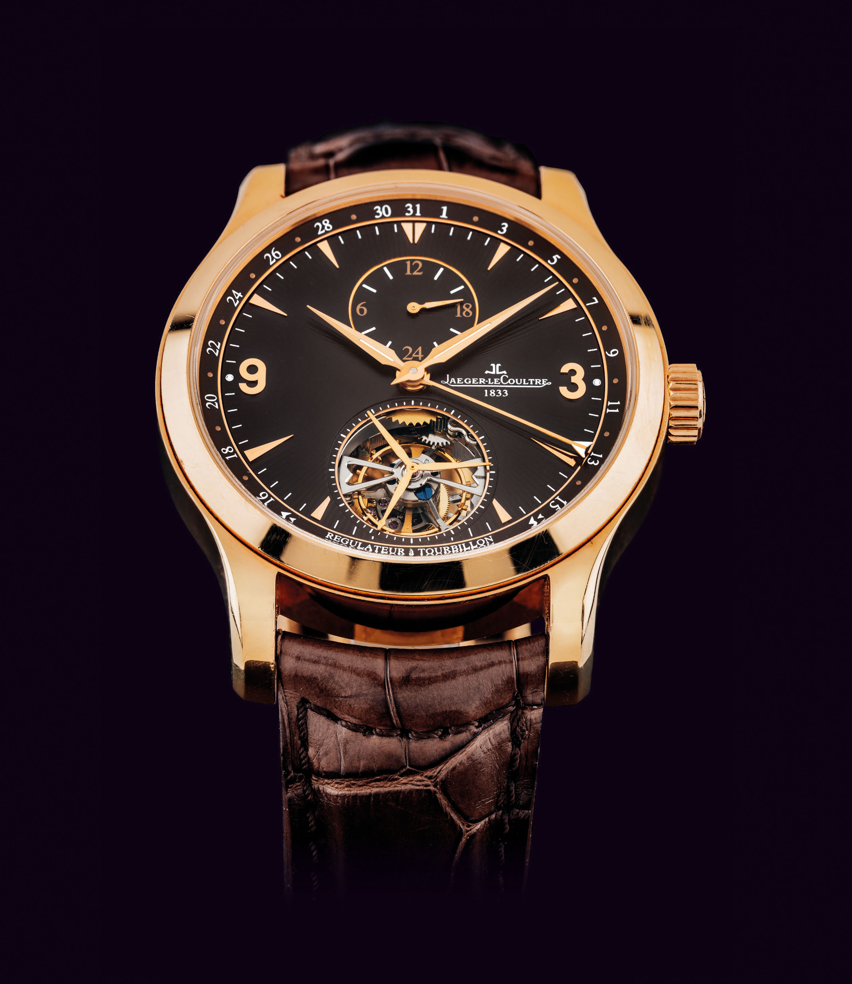 JAEGER LECOULTRE. A FINE 18K PINK GOLD LIMITED EDITION AUTOMATIC