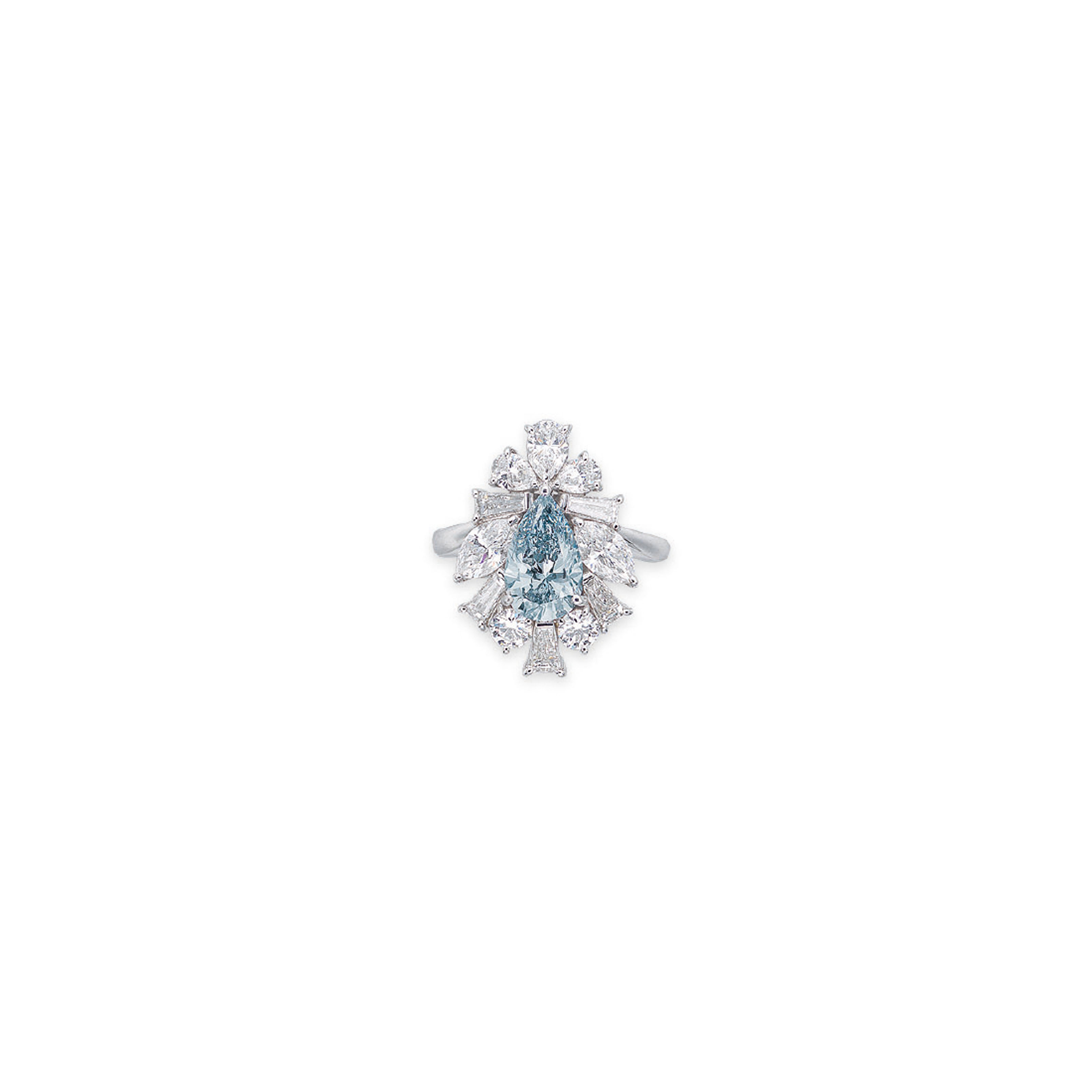 A COLOURED DIAMOND AND DIAMOND RING, BY MIKIMOTO