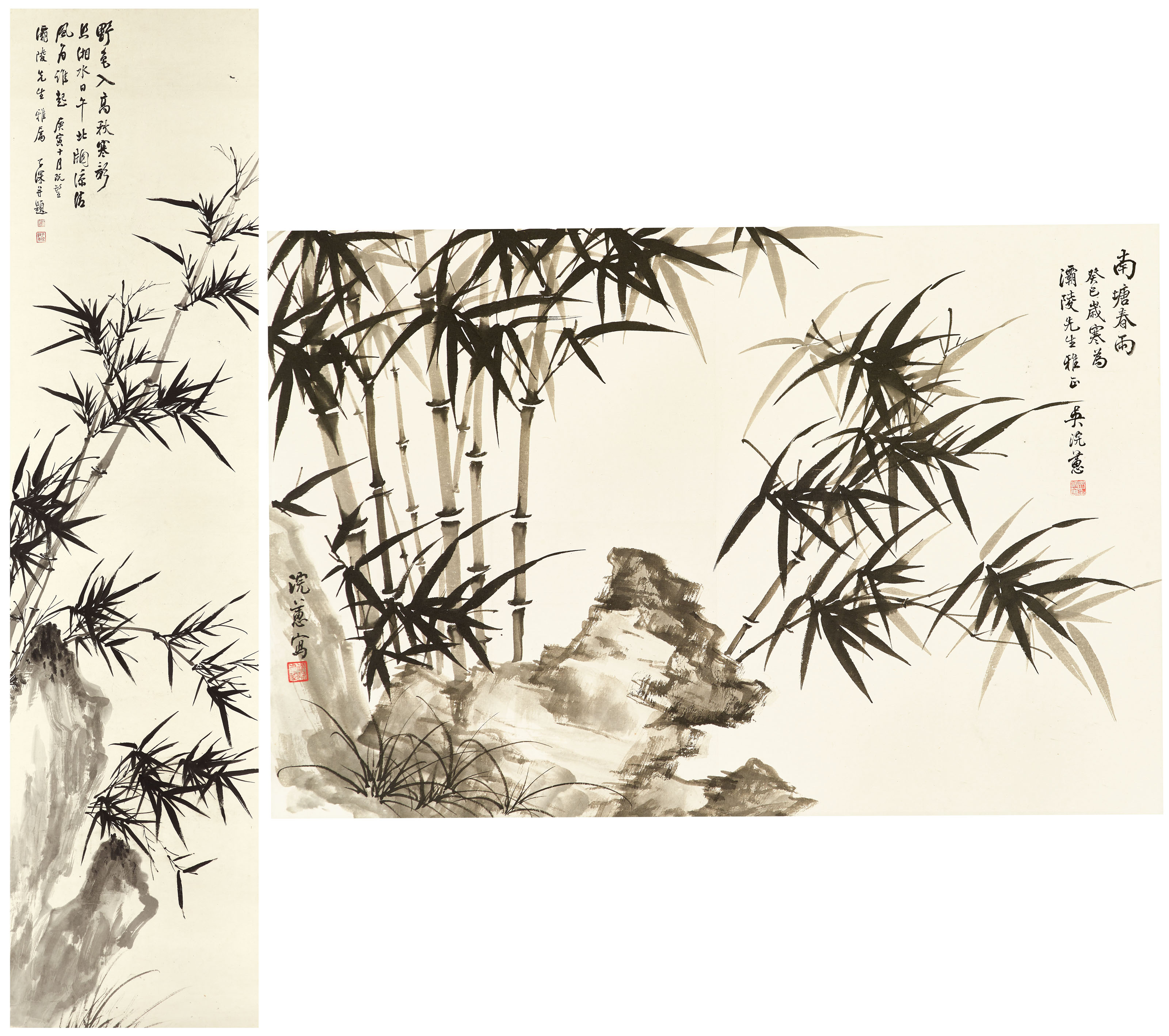 WU ZISHEN (1894-1972)/WU HUANHUI (B. 1931), Bamboo and Rock