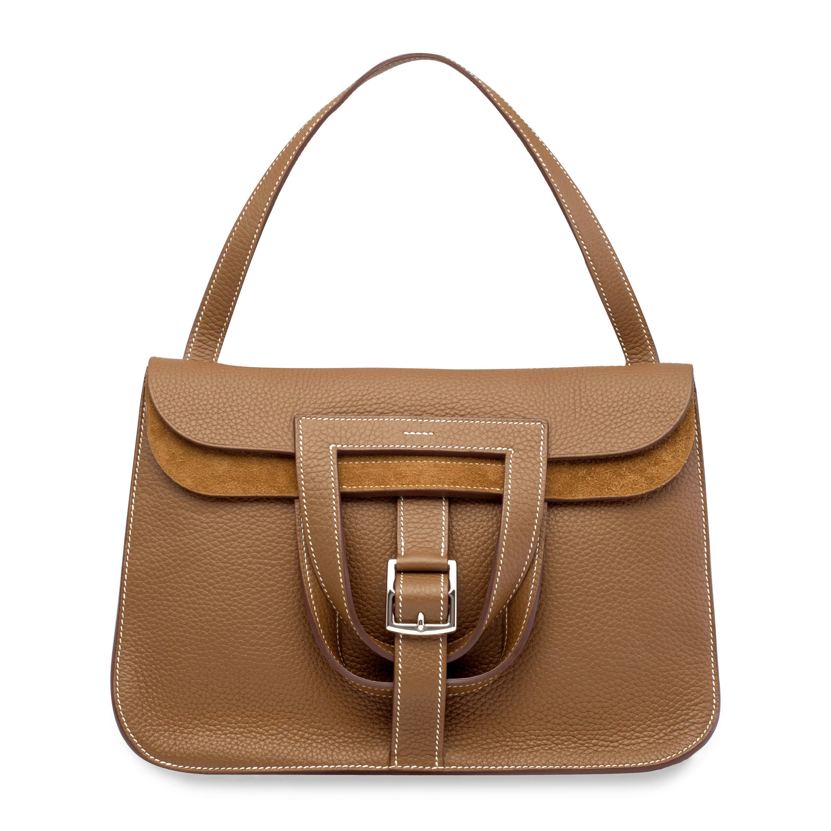 A GOLD CLEMENCE LEATHER HALZAN MM WITH PALLADIUM HARDWARE HERMES 2015 Christie s