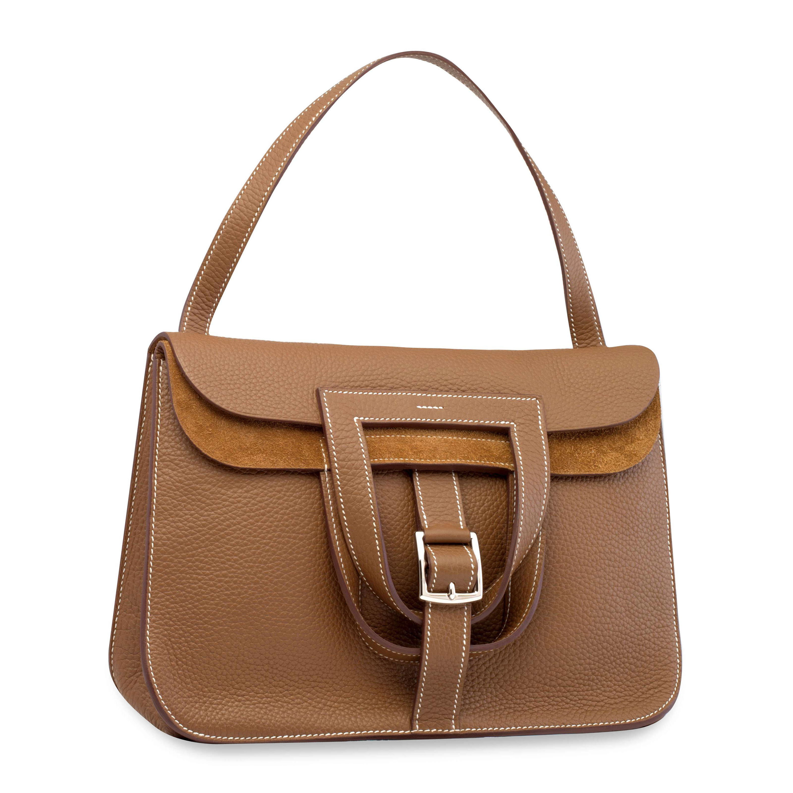 A GOLD CLEMENCE LEATHER HALZAN MM WITH PALLADIUM HARDWARE HERMES 2015 Christie s