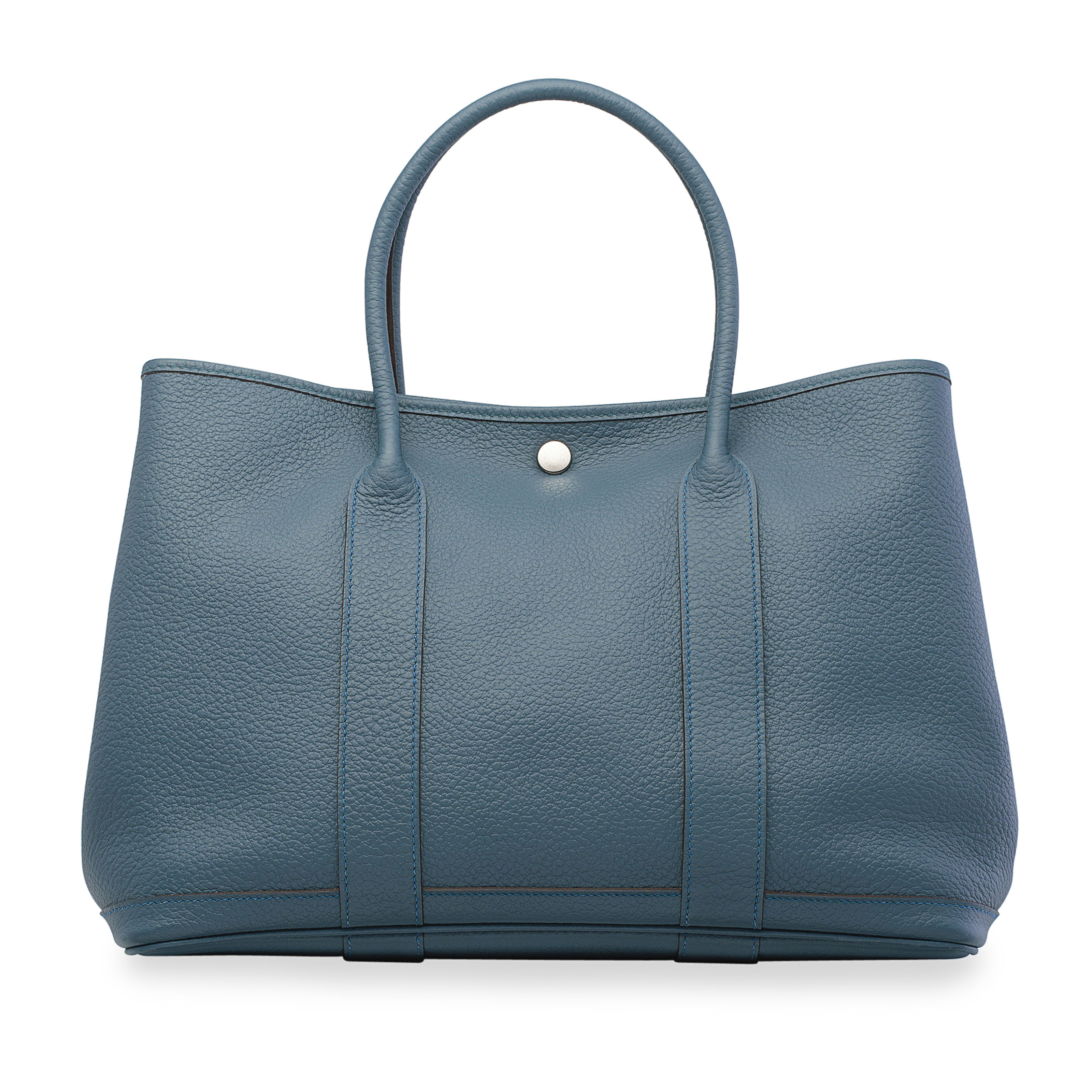 ブルーガールフェザーパーティバッグ A BLEU TEMPÊTE CLÉMENCE LEATHER GARDEN PARTY 36 WITH PALLADIUM