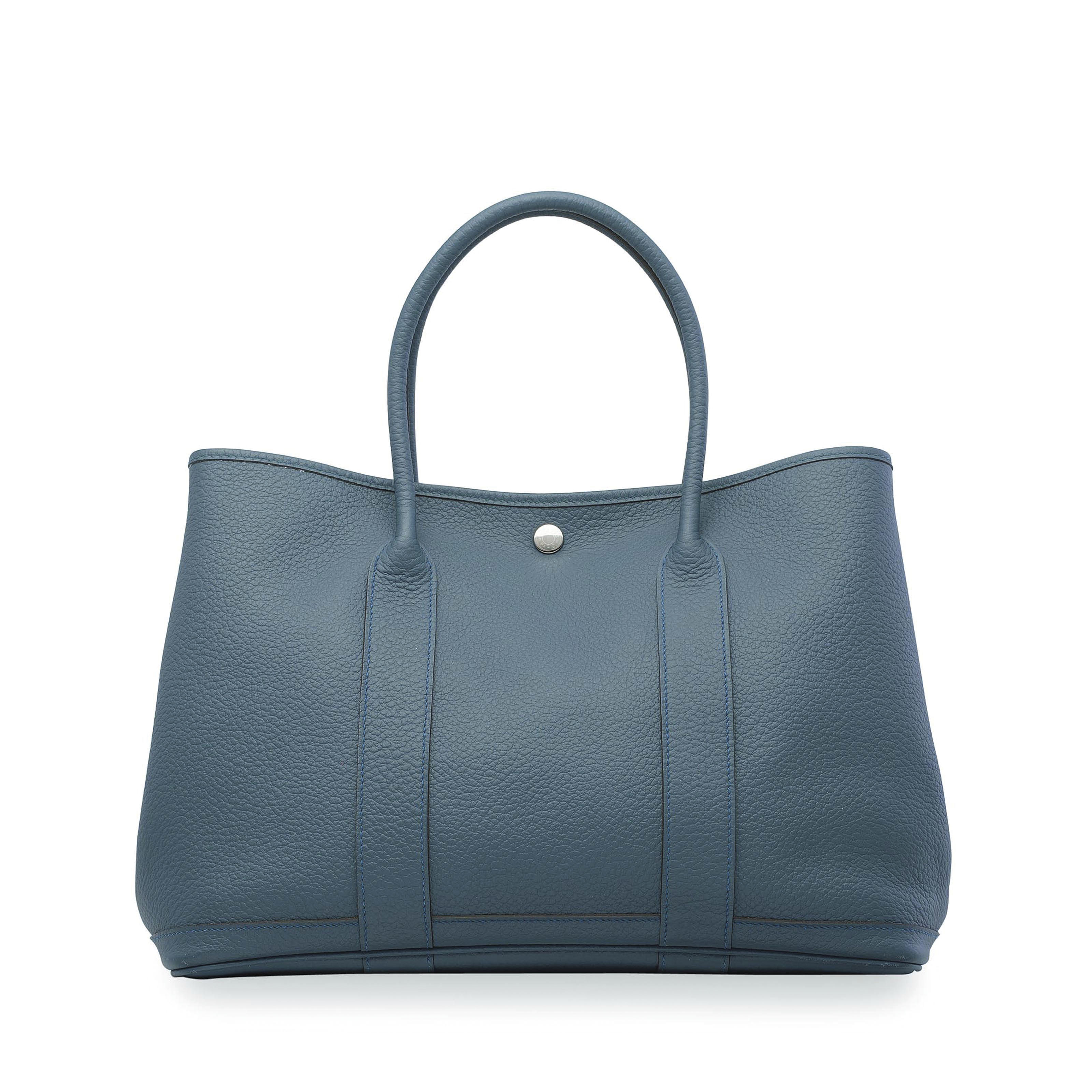 ブルーガールフェザーパーティバッグ A BLEU TEMPÊTE CLÉMENCE LEATHER GARDEN PARTY 36 WITH PALLADIUM