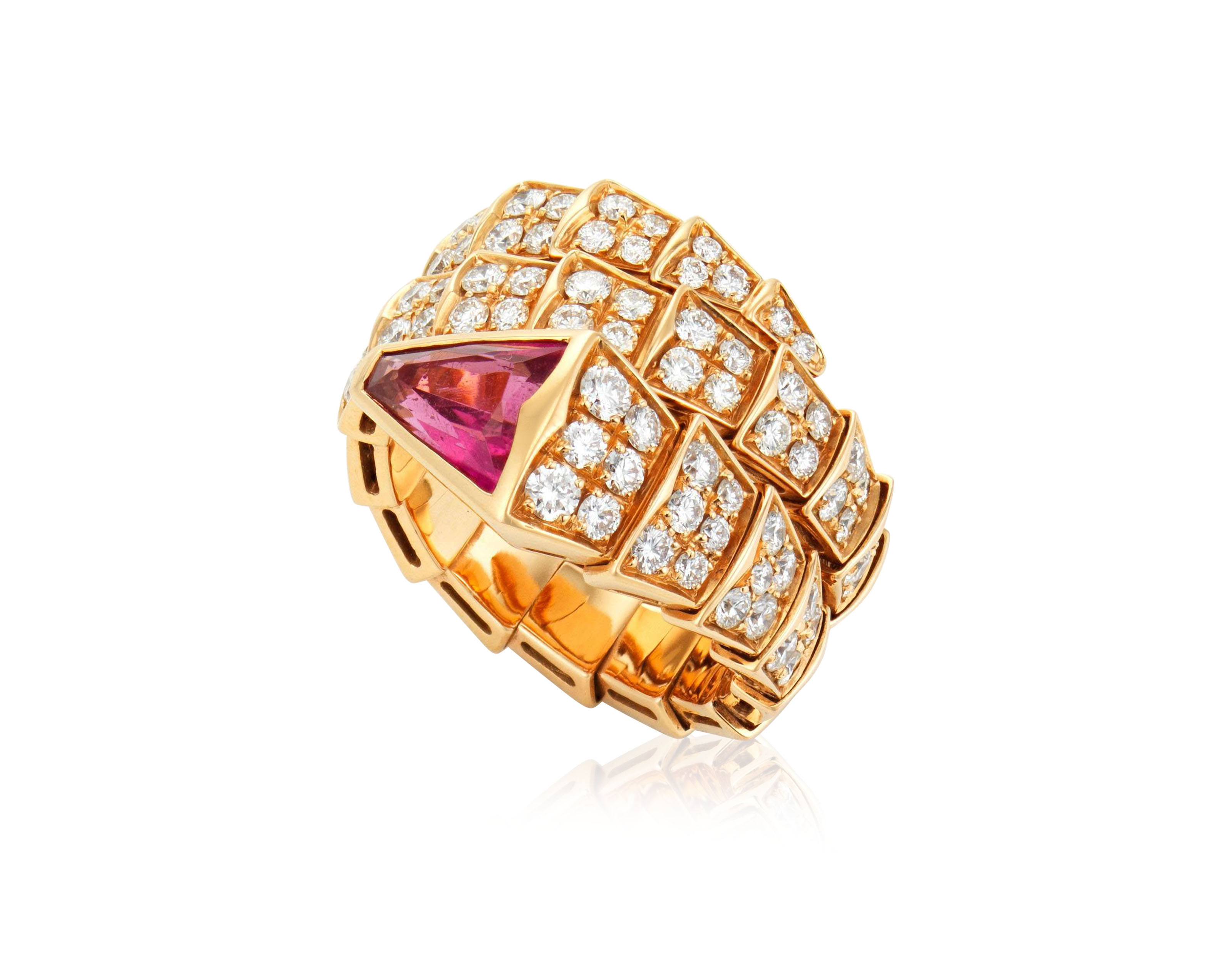 Catalog image of BULGARI 'SERPENTI' TOURMALINE AND DIAMOND RING