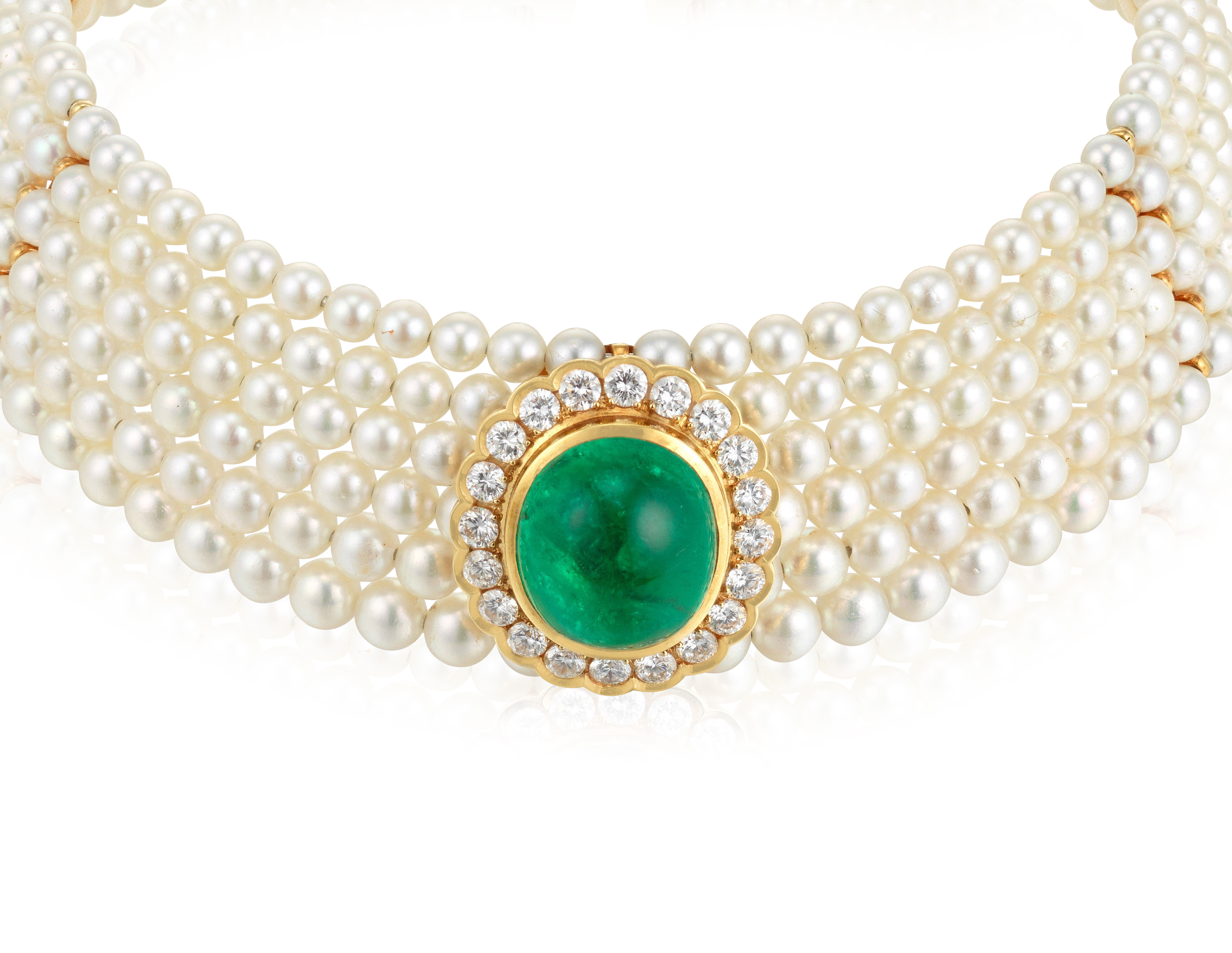 EMERALD CULTURED PEARL AND DIAMOND CHOKER NECKLACE Christie s