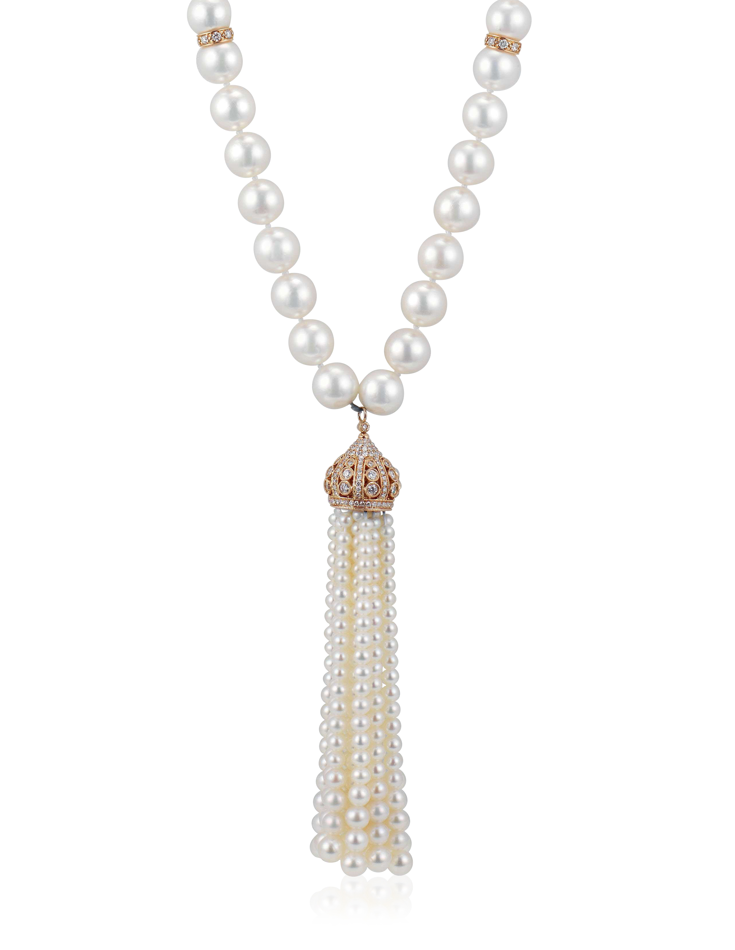 CULTURED PEARL AND DIAMOND TASSEL NECKLACE, | Christie’s