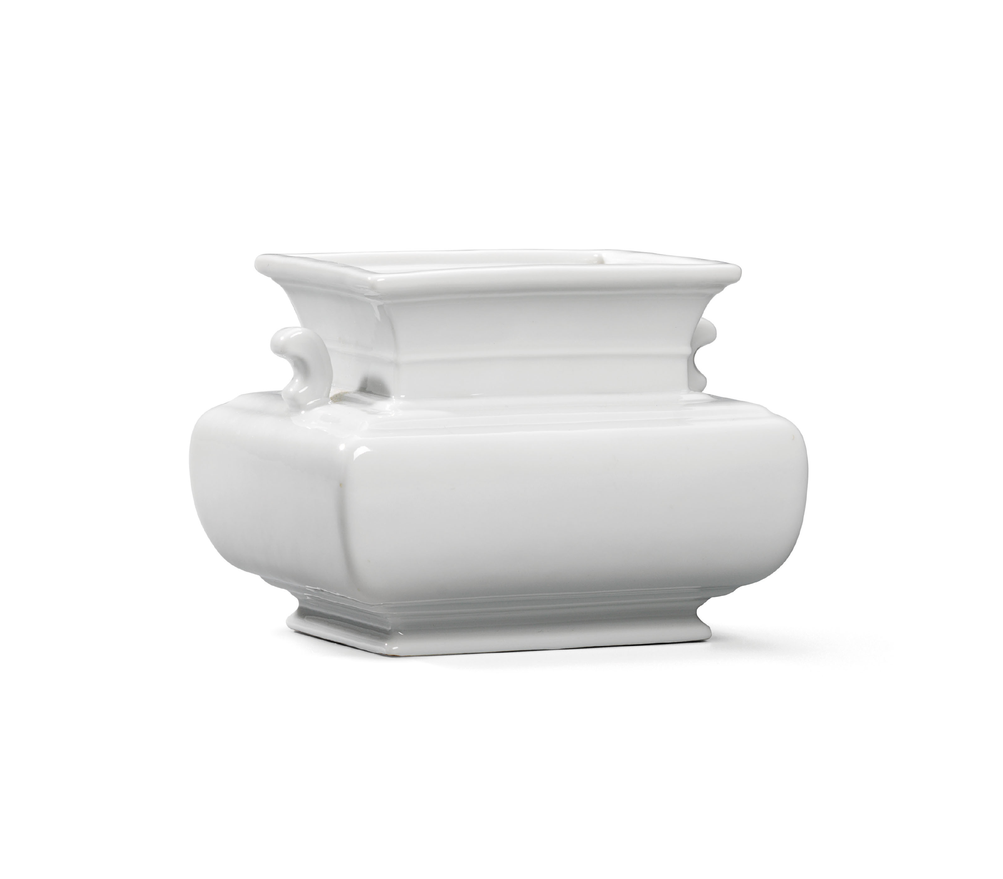 A FINE AND RARE WHITEGLAZED RECTANGULAR HANDLED VASE
