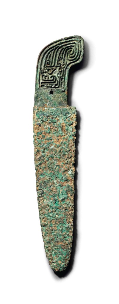 A BRONZE GE HALBERD  BLADE LATE SHANG DYNASTY 12TH 11TH 
