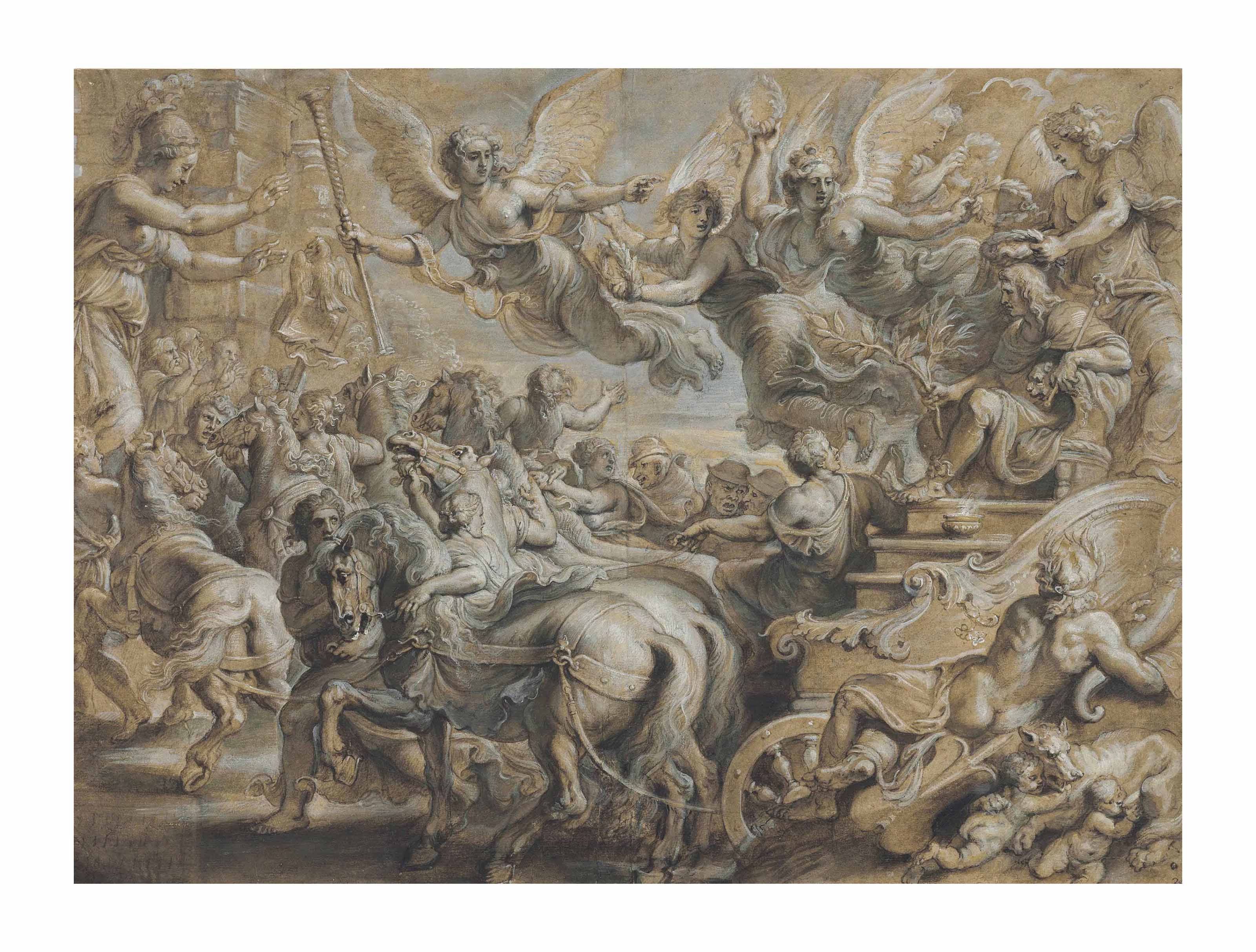 Scipio Africanus welcomed outside the gates of Rome, after Giulio Romano