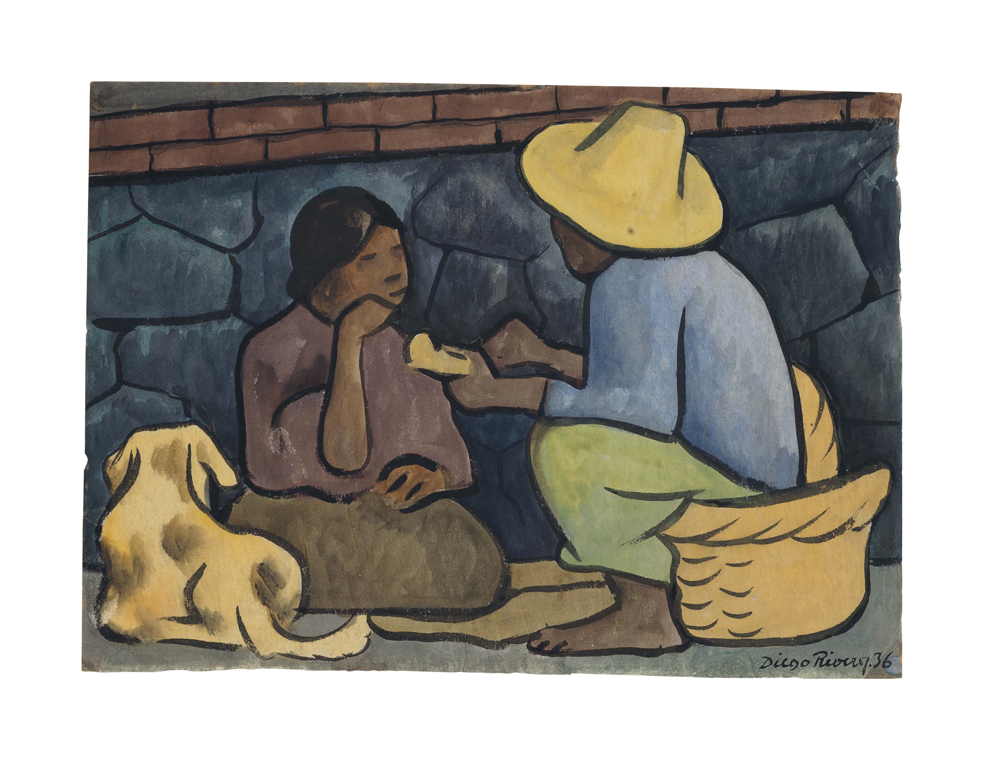 La merienda (also known as Grupo comiendo con canasta y perro)