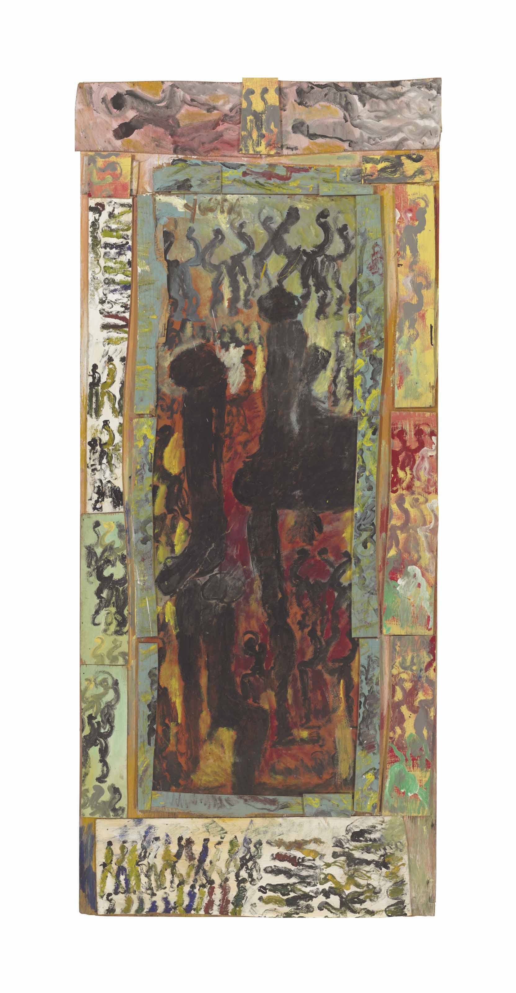 Purvis Young 1943 2010 Pregnant Woman With Man Surrounded By