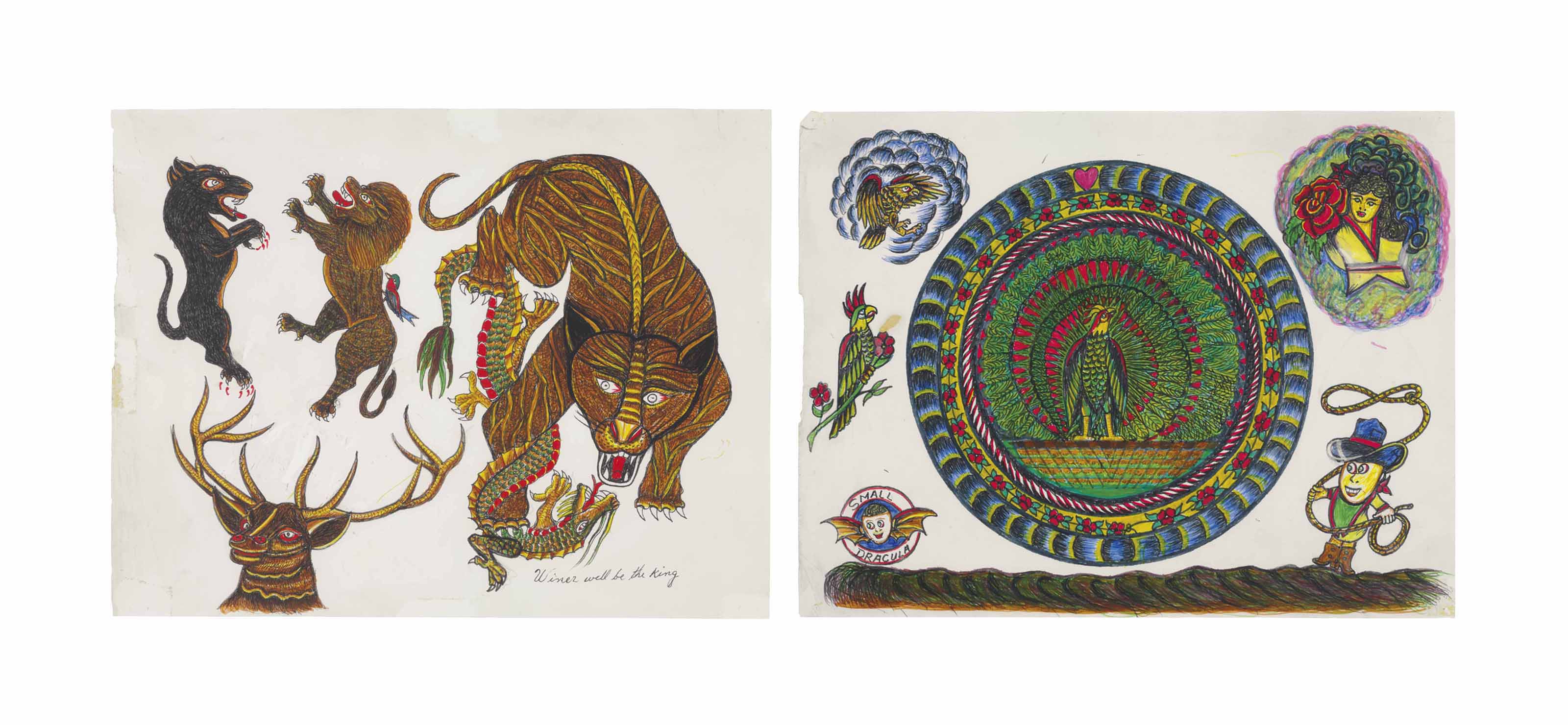 Tino "Rosie" Camanga (b. 1910) , Flash Drawing (Cats ...