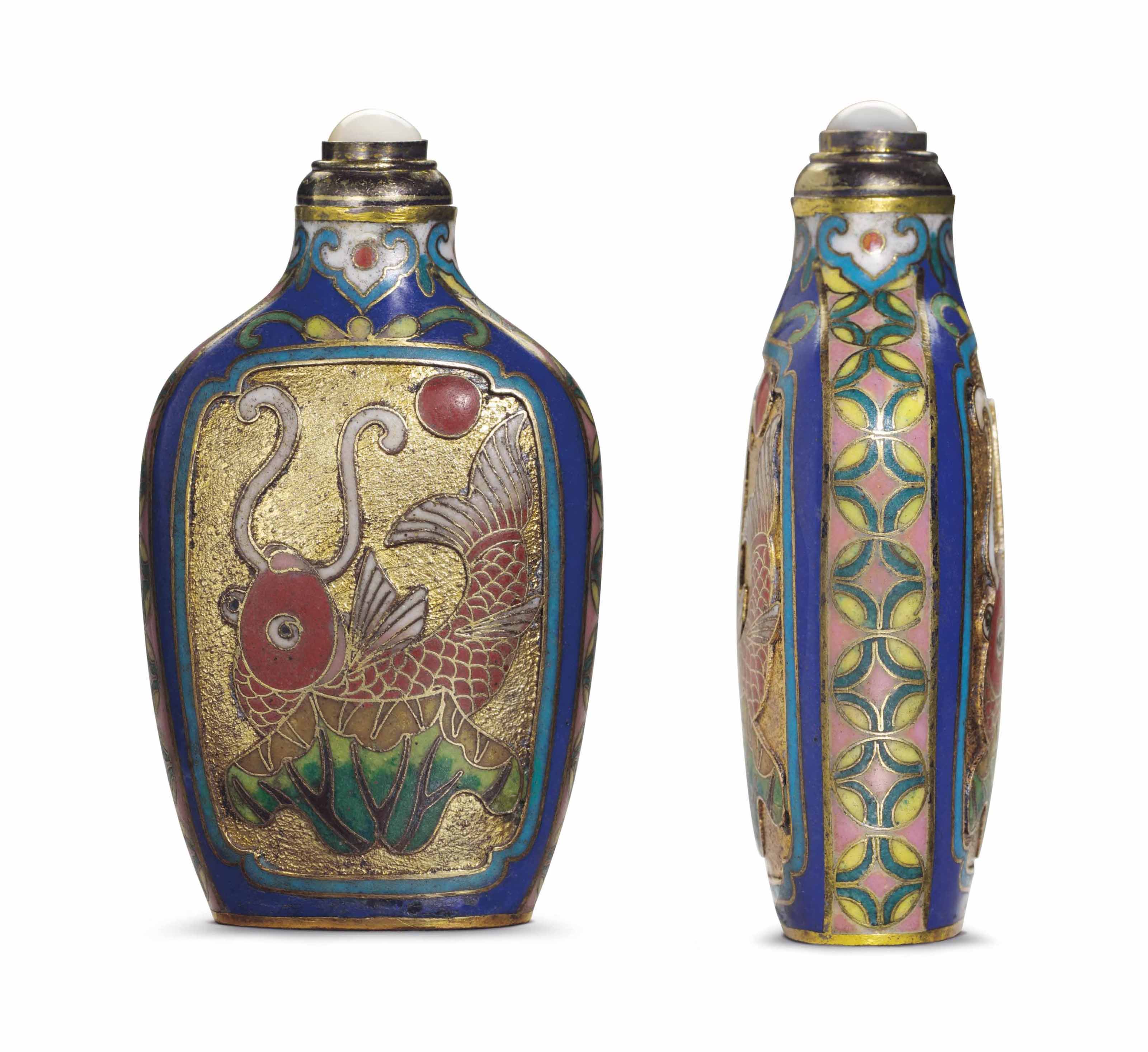 A RARE CLOISONNÉ ENAMEL SNUFF BOTTLE , PROBABLY IMPERIAL, 17601830