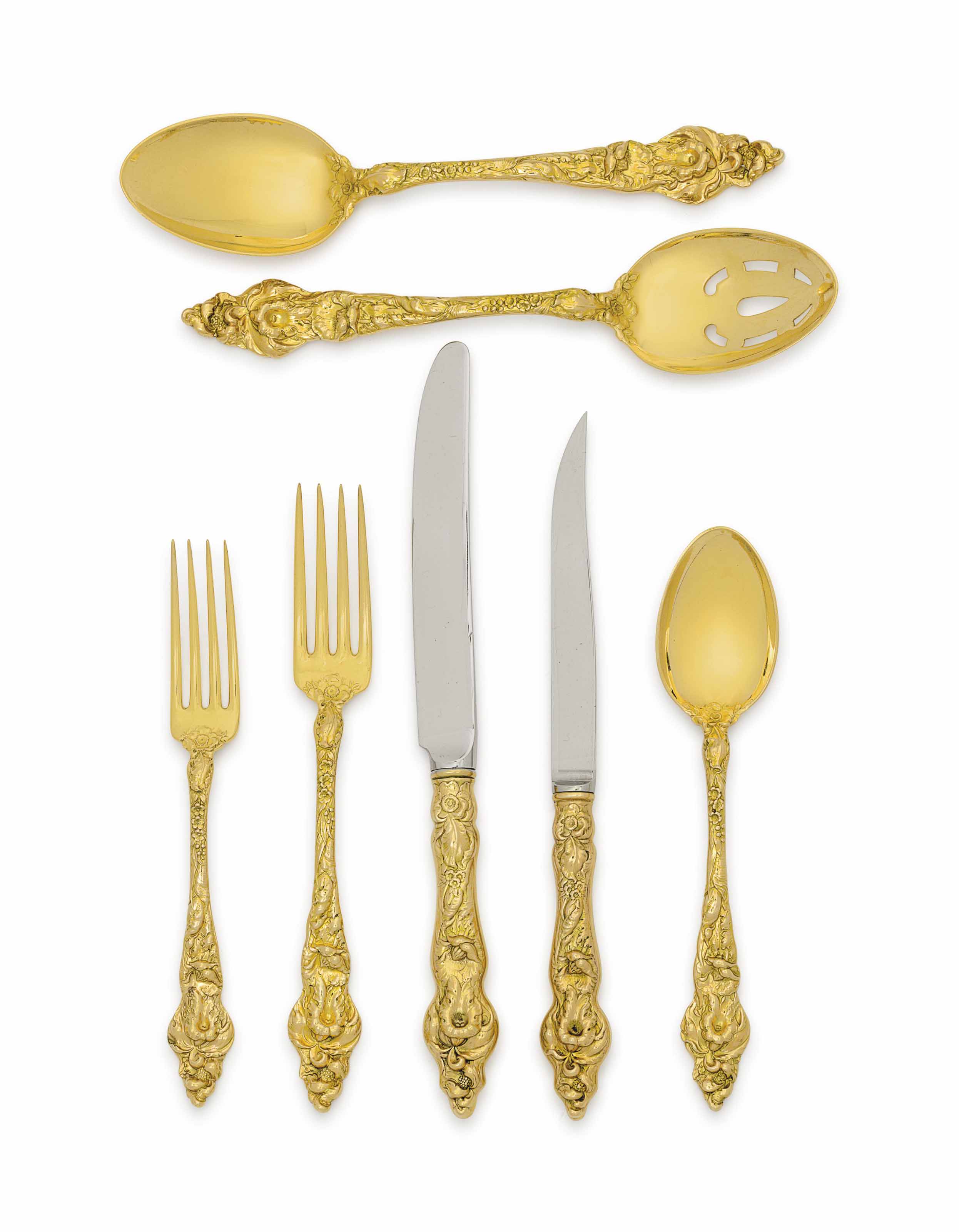 A 14 KARAT GOLD FLATWARE SERVICE MARK OF REED BARTON TAUNTON