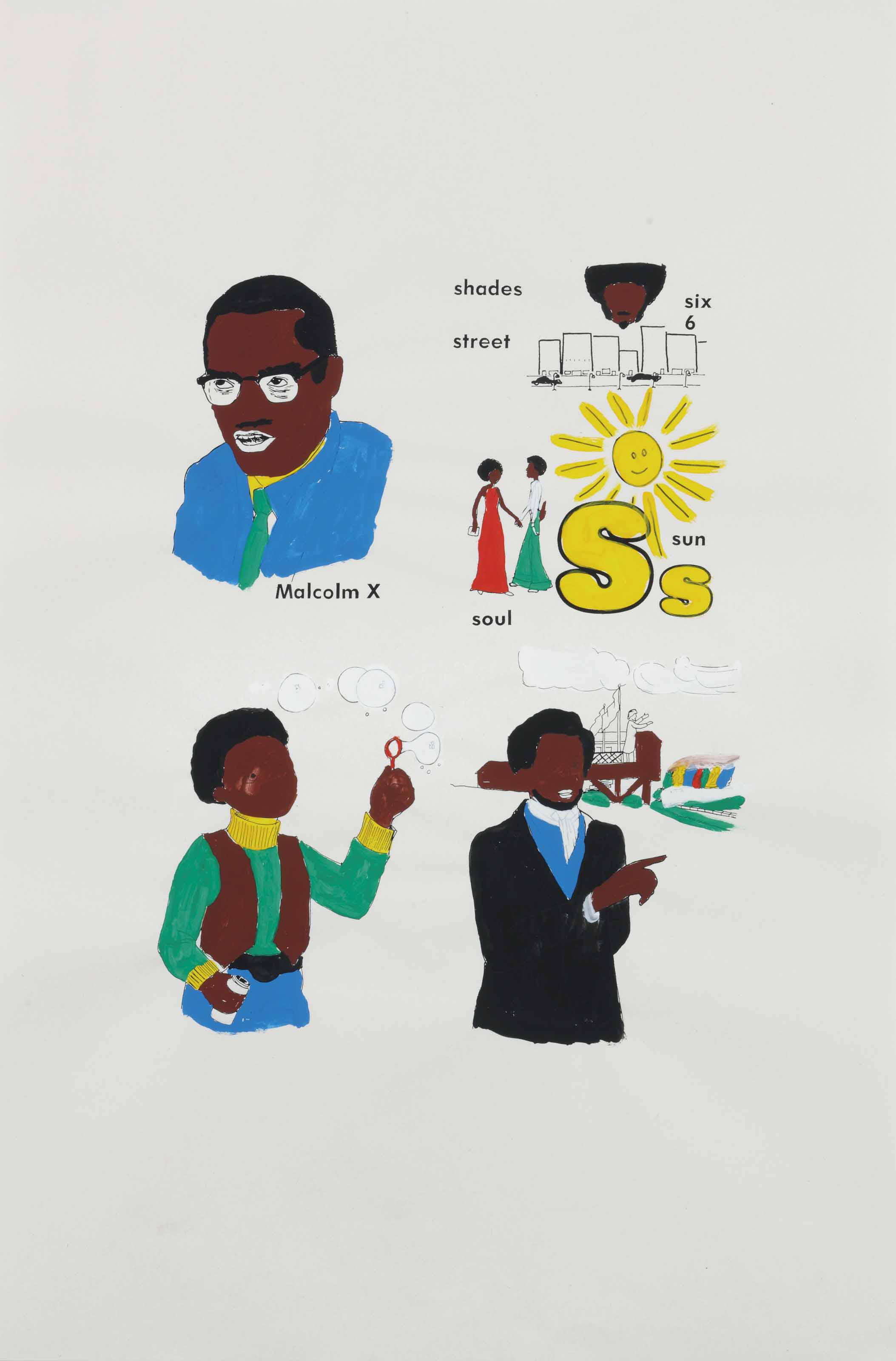 Glenn Ligon (B. 1960) , Malcolm X, Frederick Douglass, Boy with Bubbles (version 1) 2 Christie's