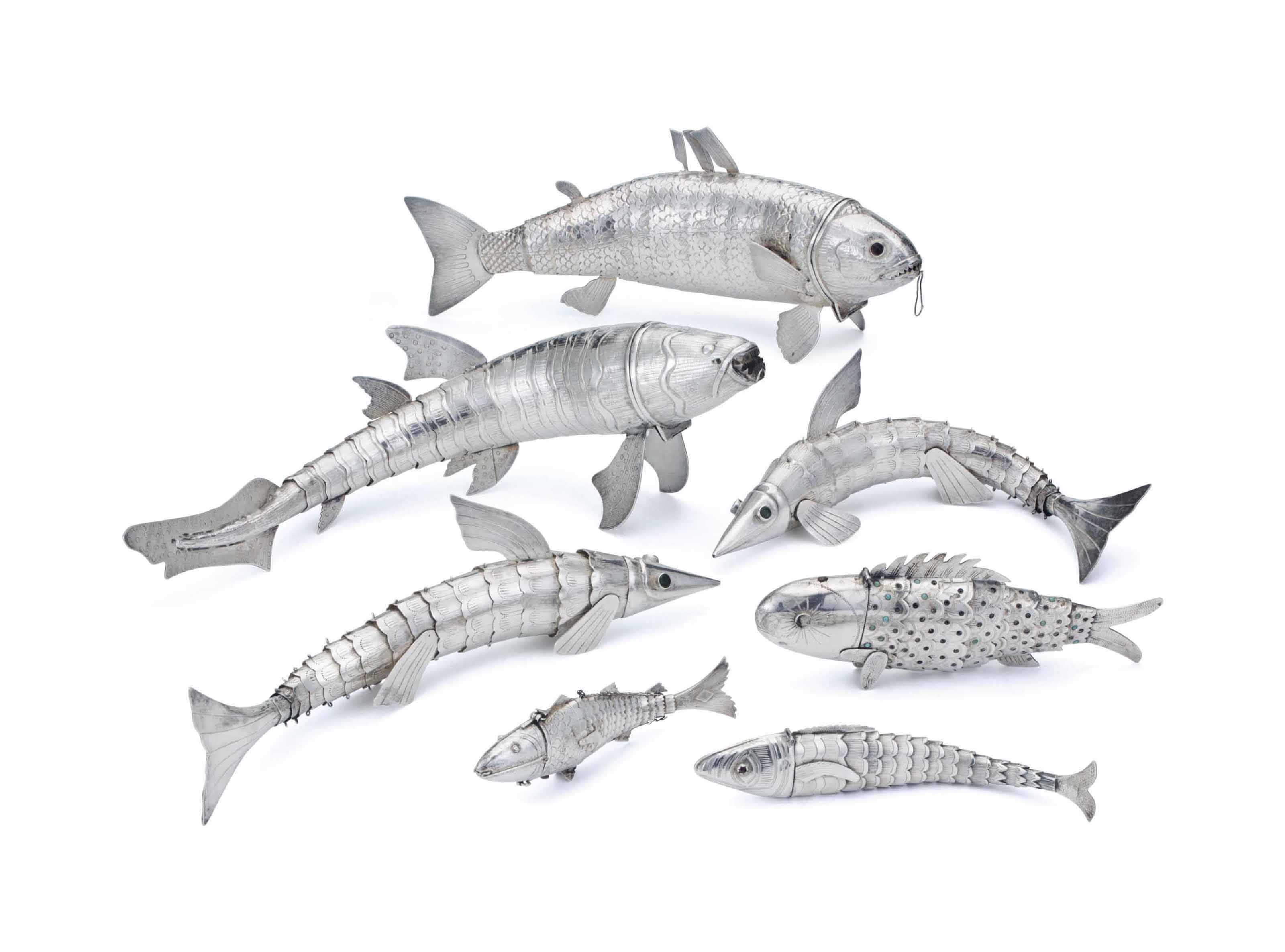 A SILVER LARGE ARTICULATED FISH-FORM SPICE BOX, 20TH CENTURY, POSSIBLY  SPANISH | Christie's