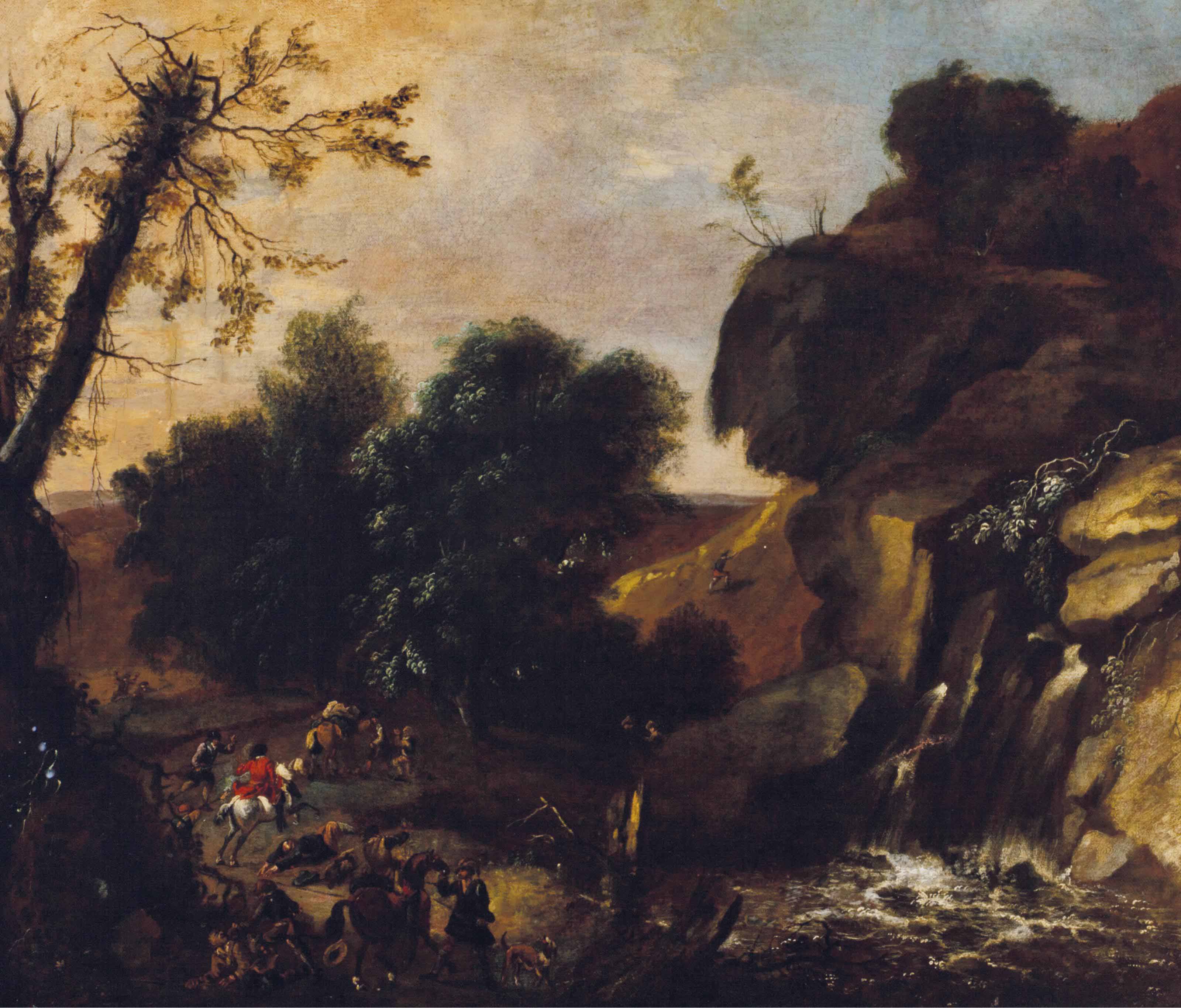 Flemish School 18th Century Landscape With Bandits Paintings