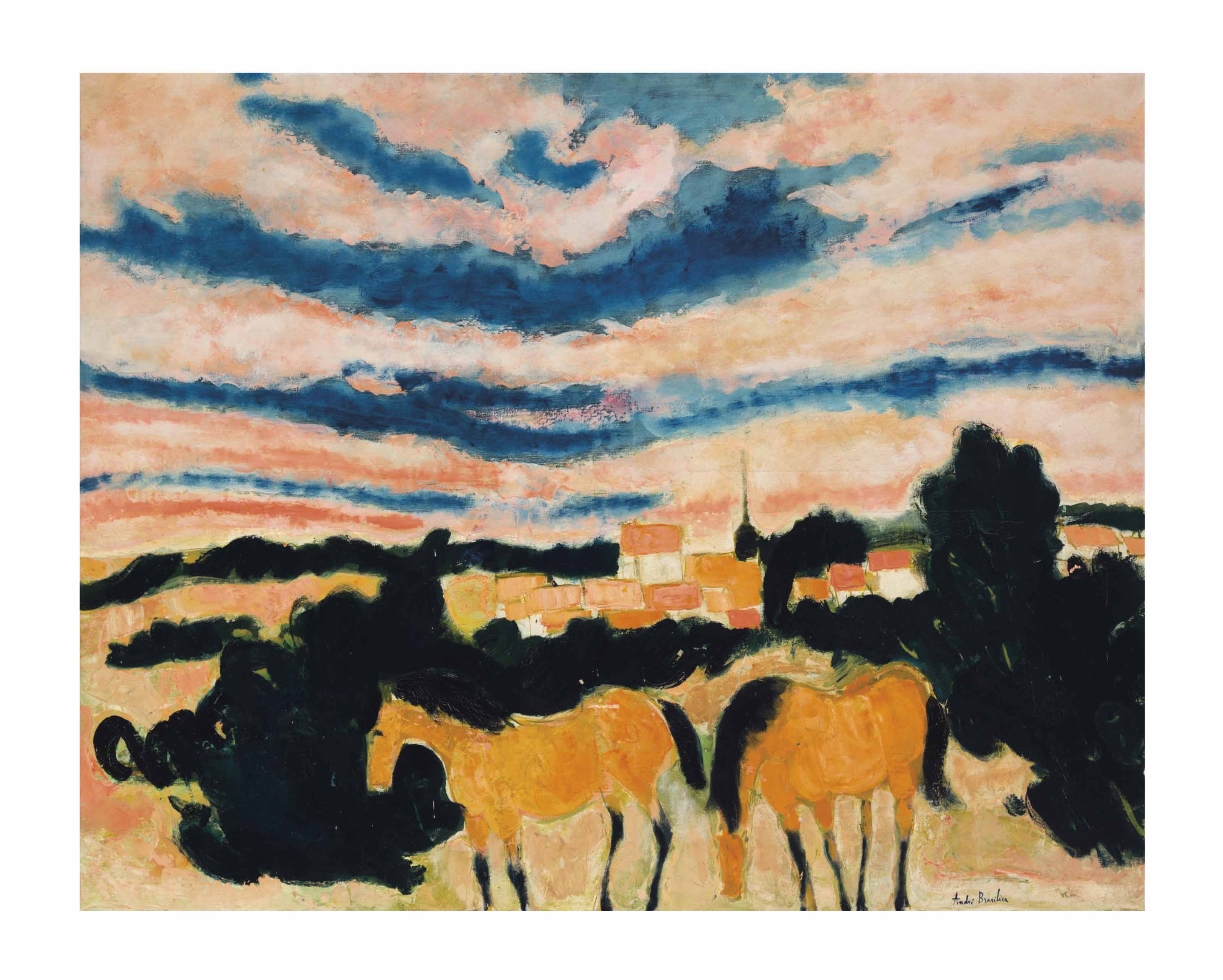 André Brasilier (French, b. 1929), Deux Chevaux le soir | Christie's