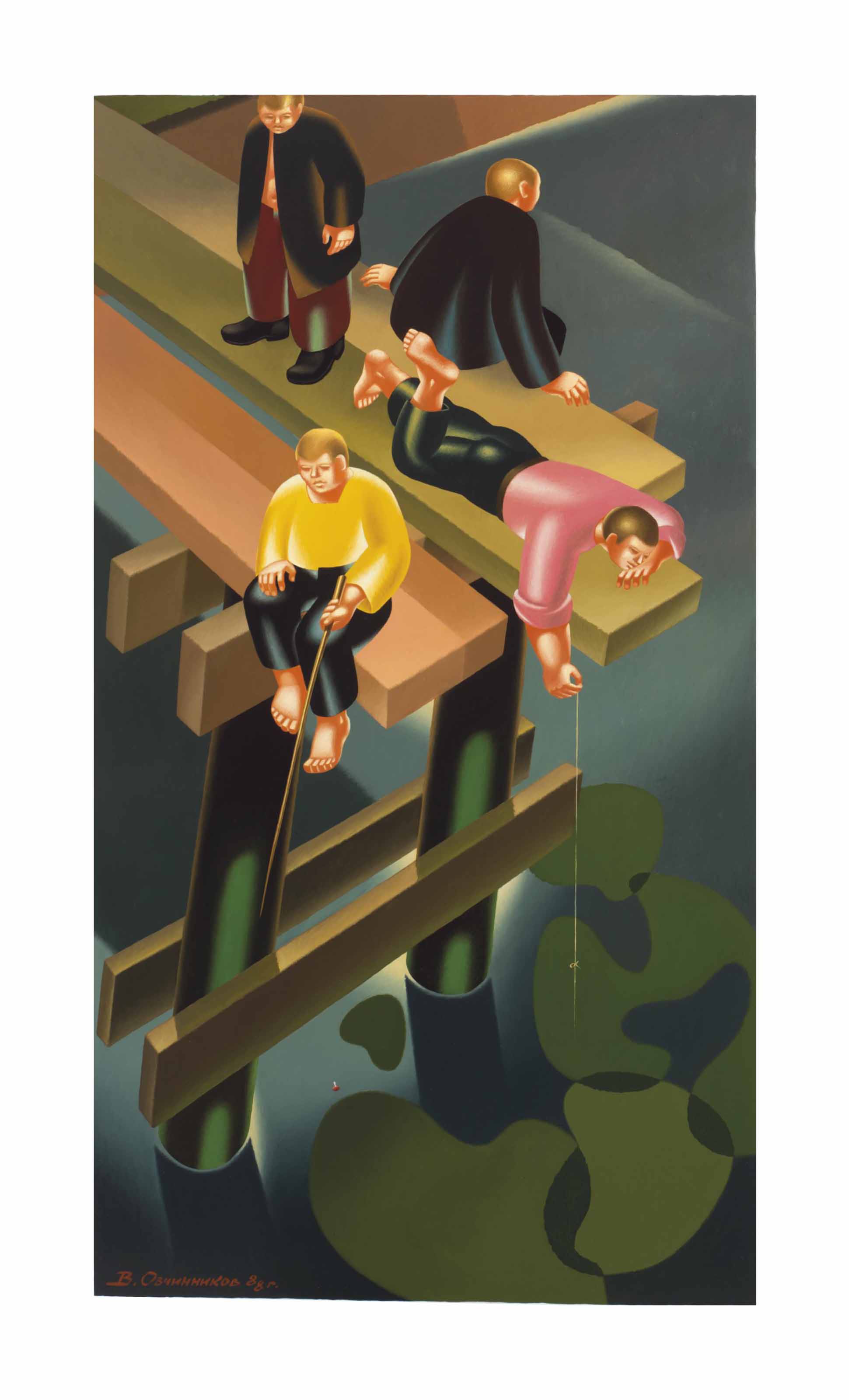 Vladimir Ovchinnikov (Russian, b. 1941) , Fishermen Christie's