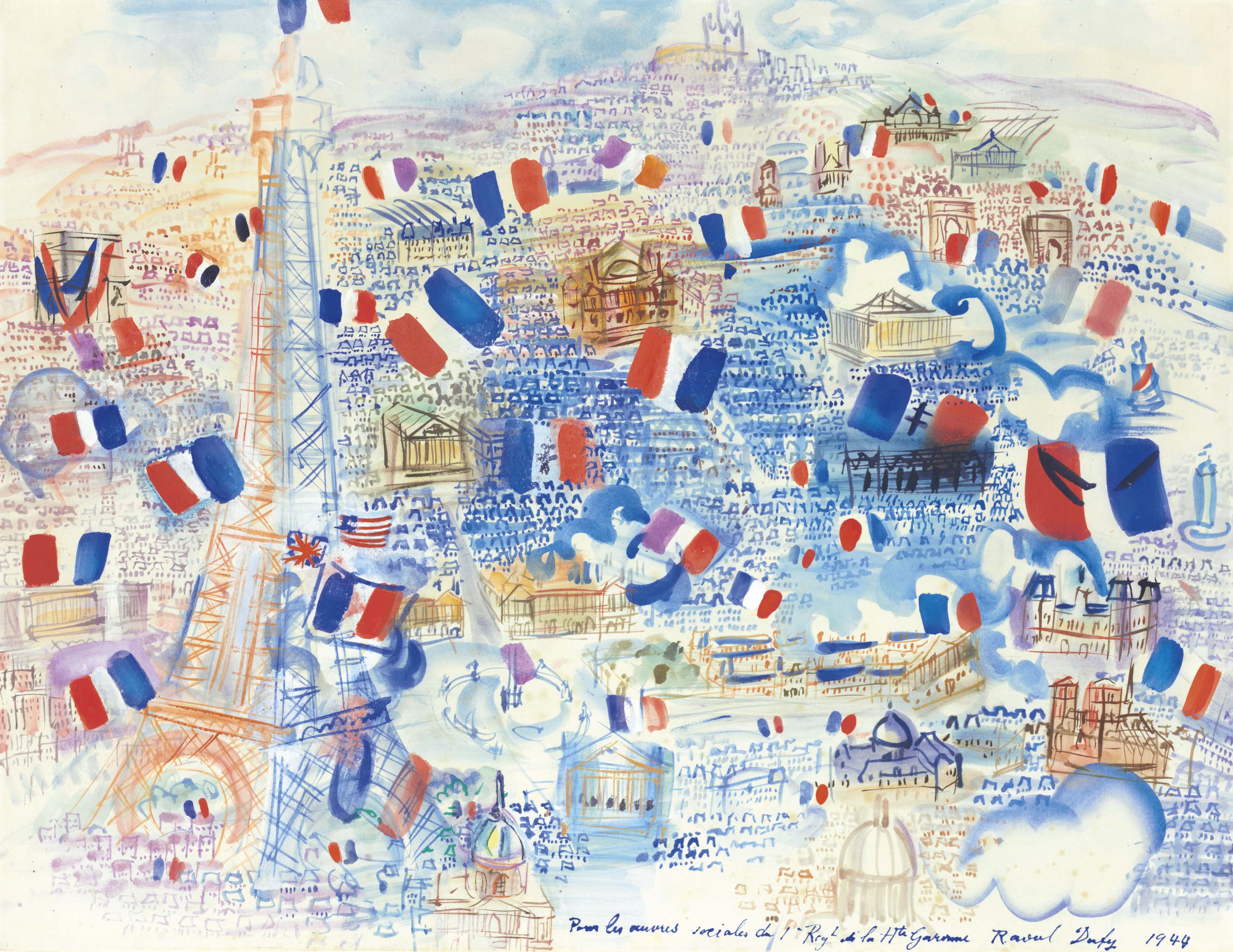 Raoul Dufy 1877 1953 Paris Pavoise Et La Tour Eiffel 20th Century Drawings Watercolors Christie S