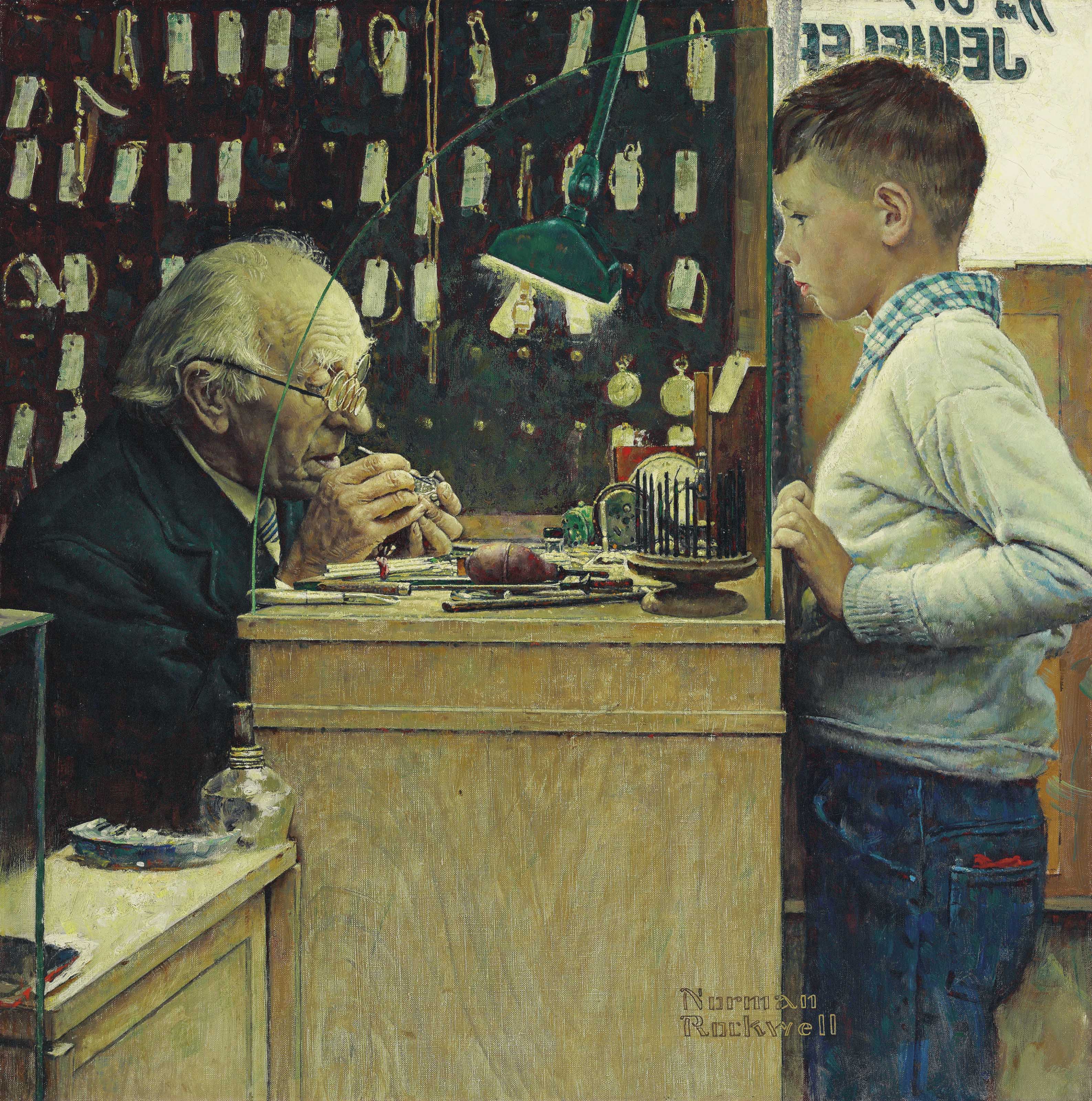 Norman Rockwell 1894 1978 What Makes It Tick The Watchmaker