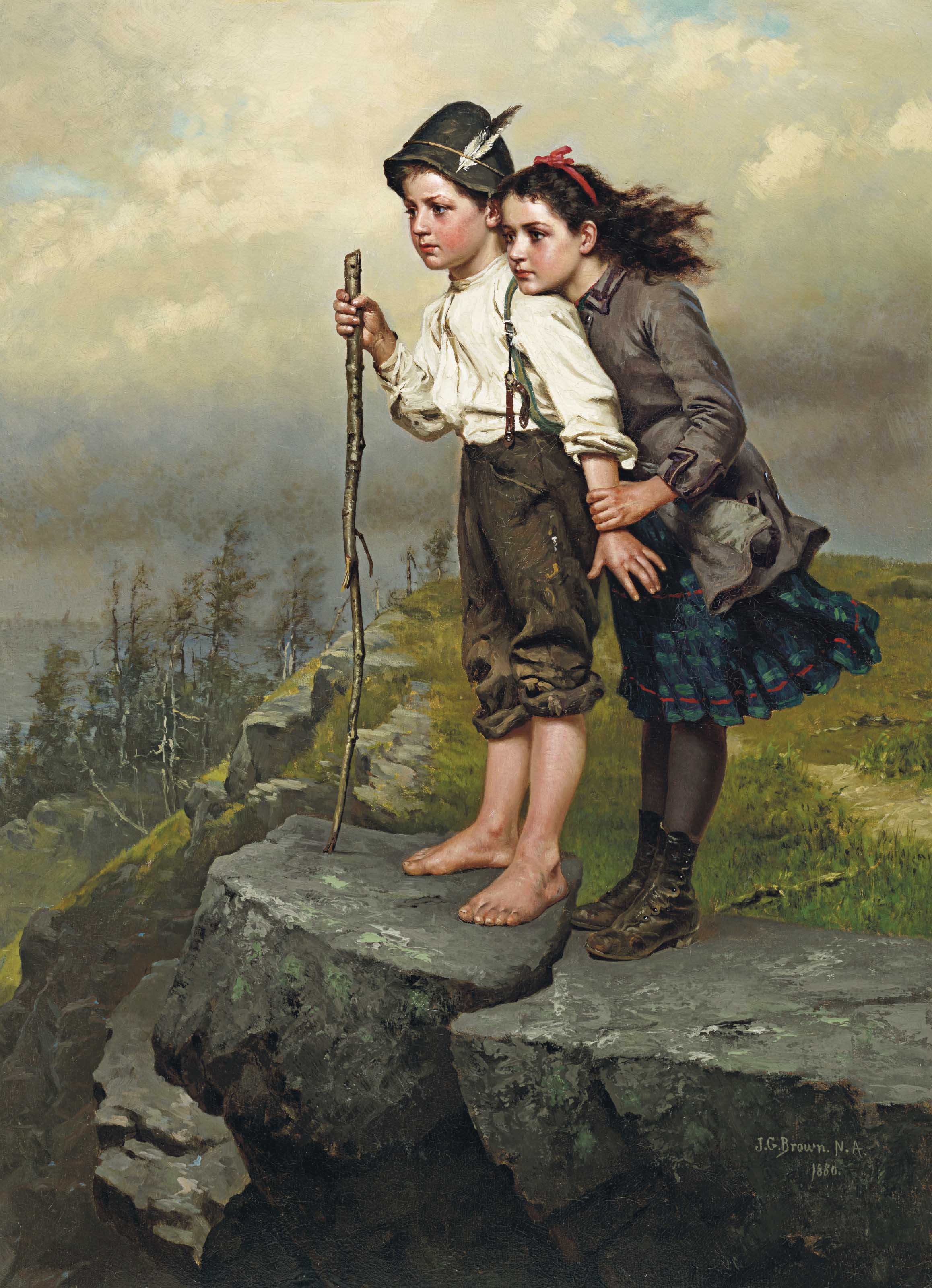 John George Brown 1831 1913 Looking Out To Sea 19th Century