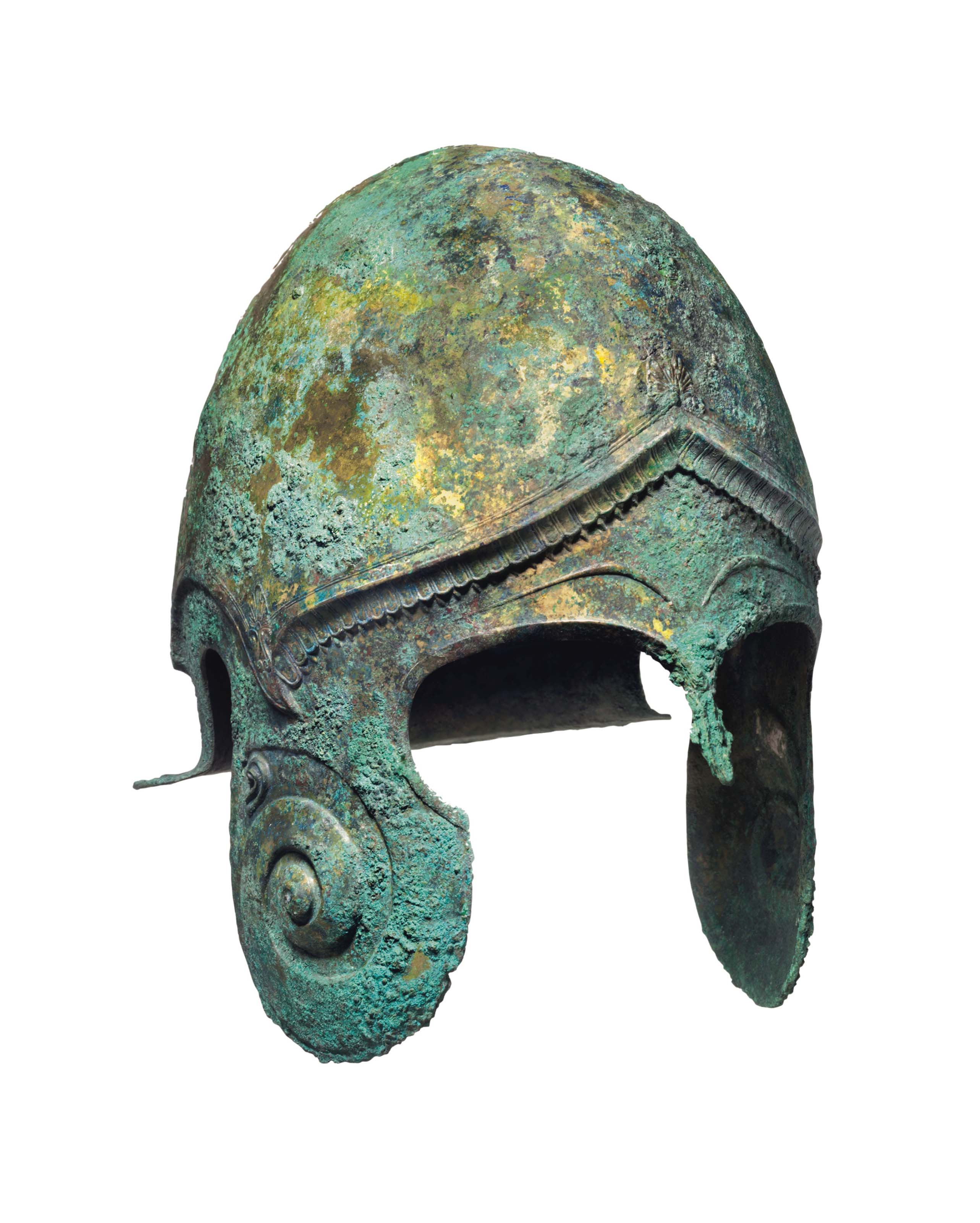 A GREEK BRONZE CHALCIDIAN HELMET , CLASSICAL PERIOD, CIRCA 450400 B.C
